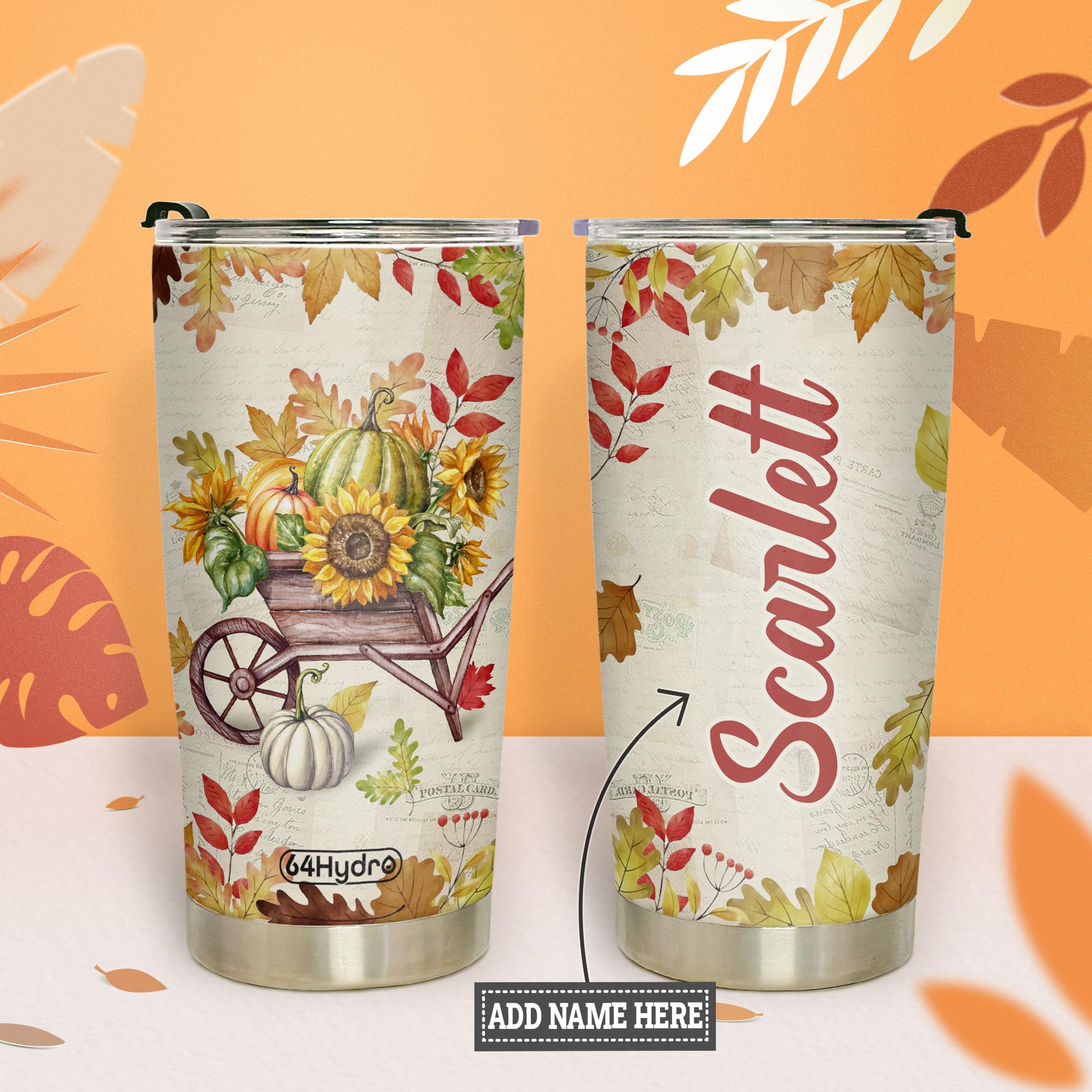 Autumn Pumpkins In The Wheelbarrow HTRZ31080220SD Stainless Steel Tumbler