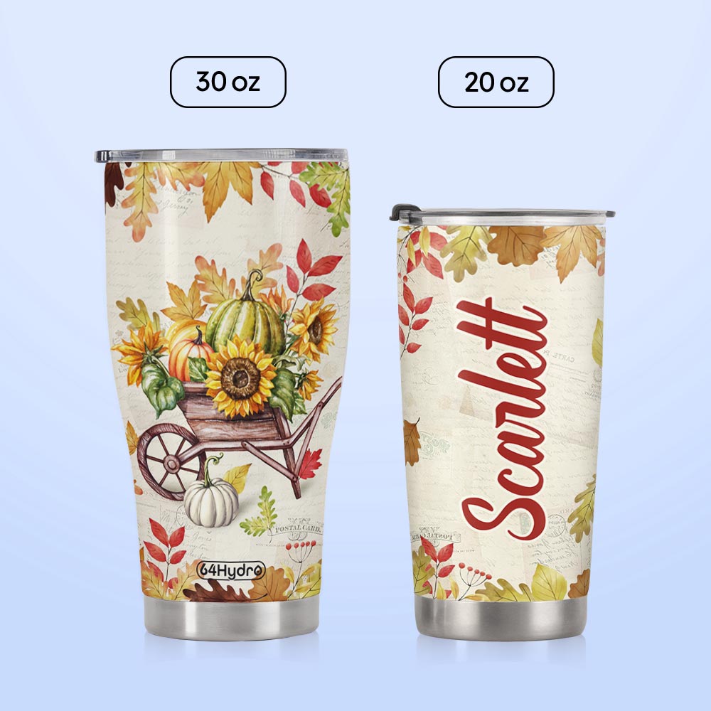 Autumn Pumpkins In The Wheelbarrow HTRZ31080220SD Stainless Steel Tumbler