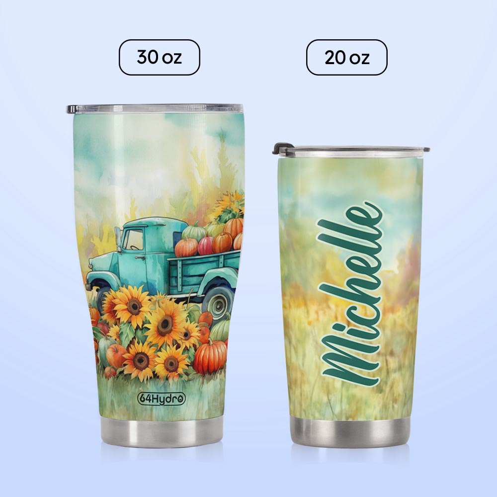 Autumn Sunflower Pumpkin Truck HTRZ28083961XB Stainless Steel Tumbler