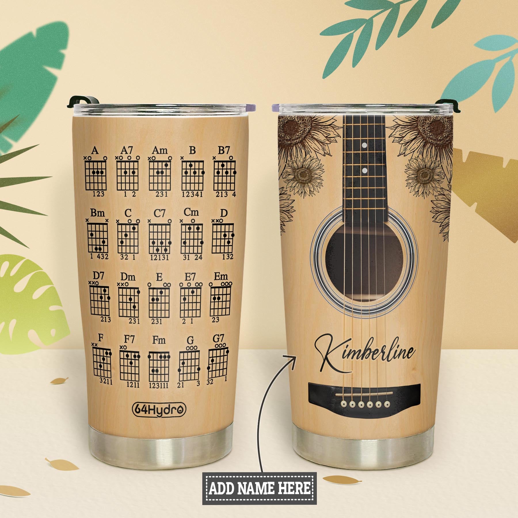 Basic Guitar Chords Chart NNRZ230623762 Stainless Steel Tumbler