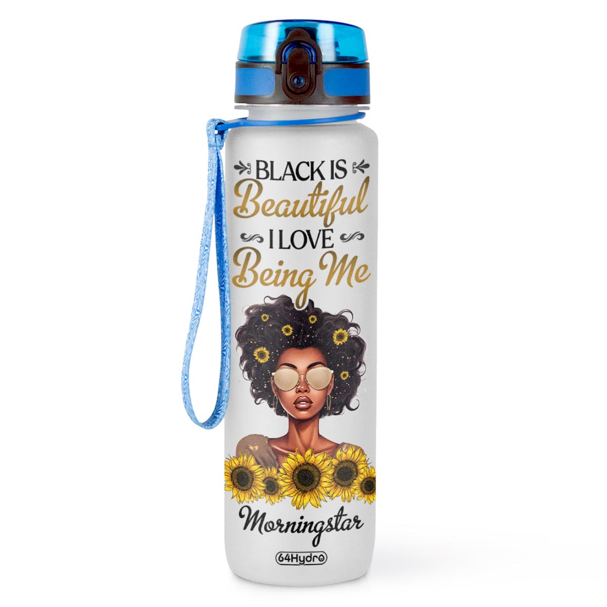Black Is Beautiful I Love Being Me HTRZ11083402TN Water Tracker Bottle