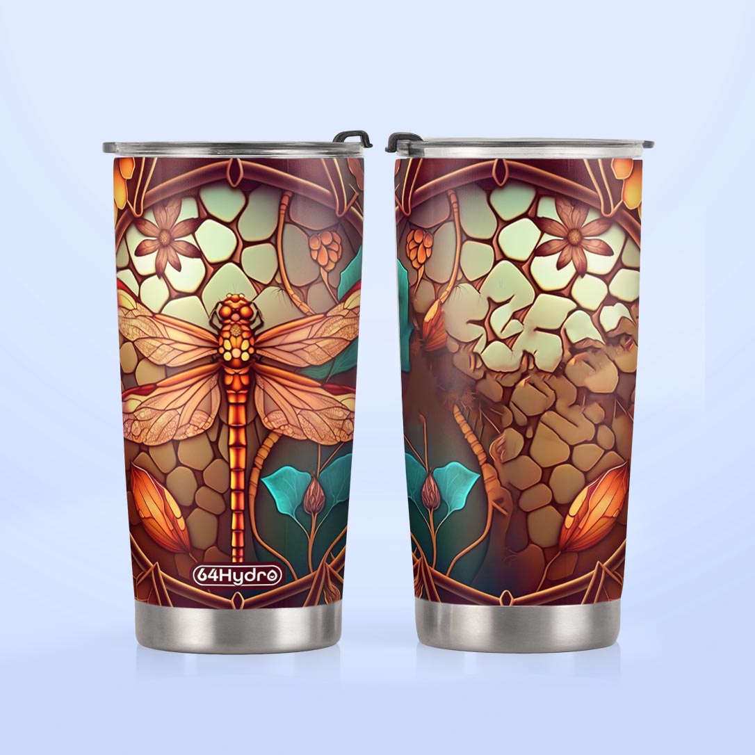 Dragonfly Carnelian Crystal Mosaic HTRZ05091866SB Stainless Steel Tumbler