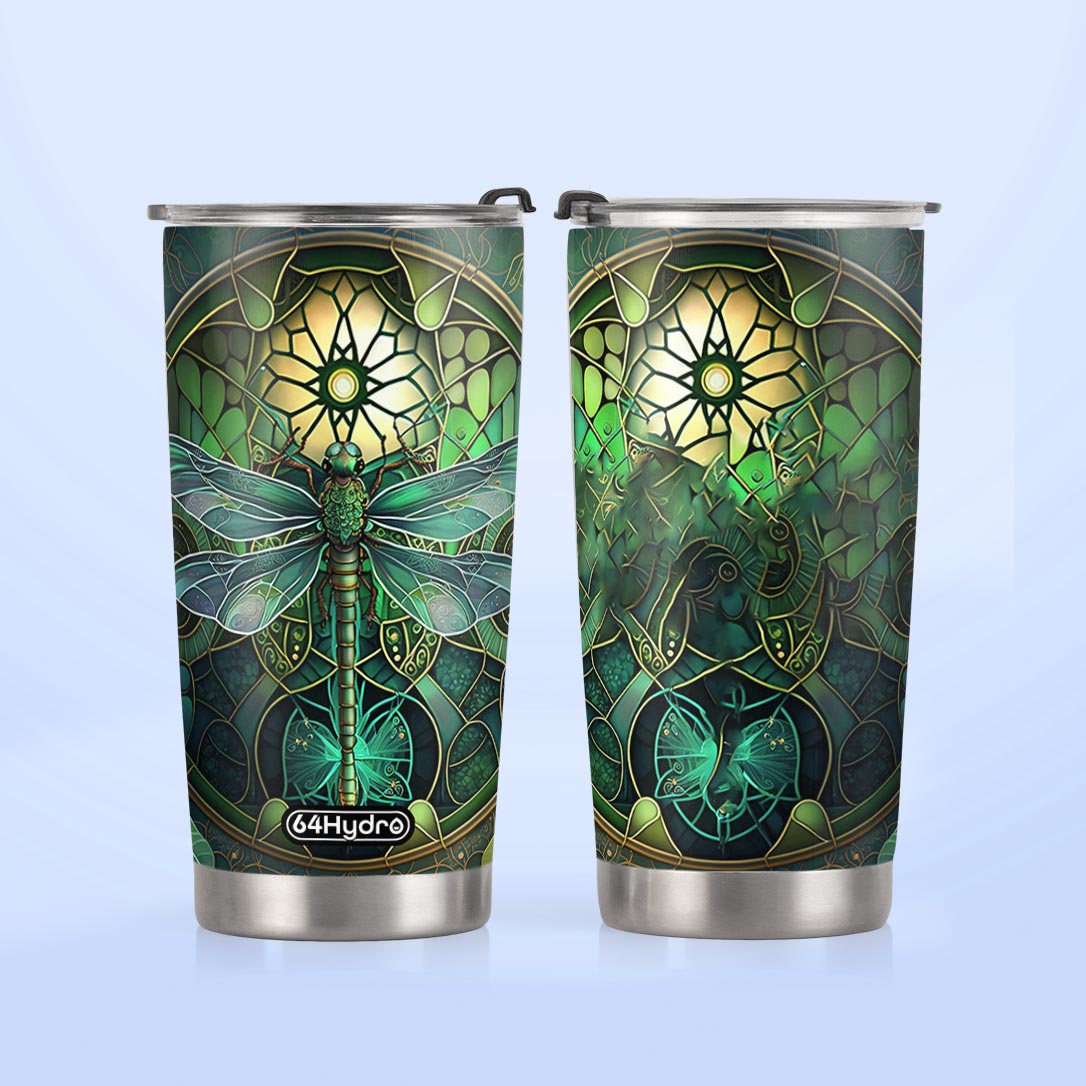 Dragonfly Emerald Crystal Mosaic HTRZ07099066JA Stainless Steel Tumbler