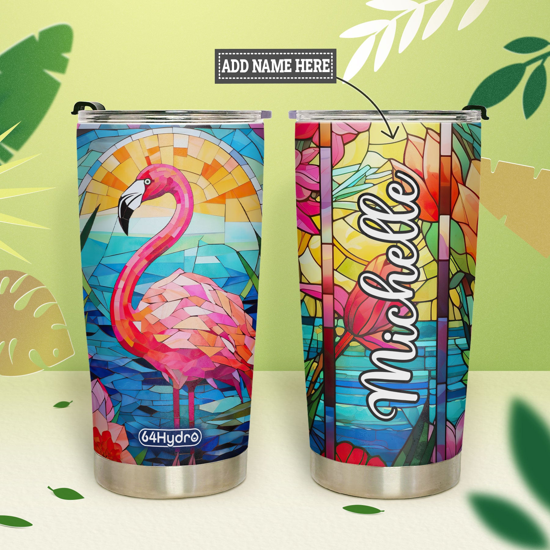 Flamingo Mosaic Tropical Garden HHAY100723059 Stainless Steel Tumbler
