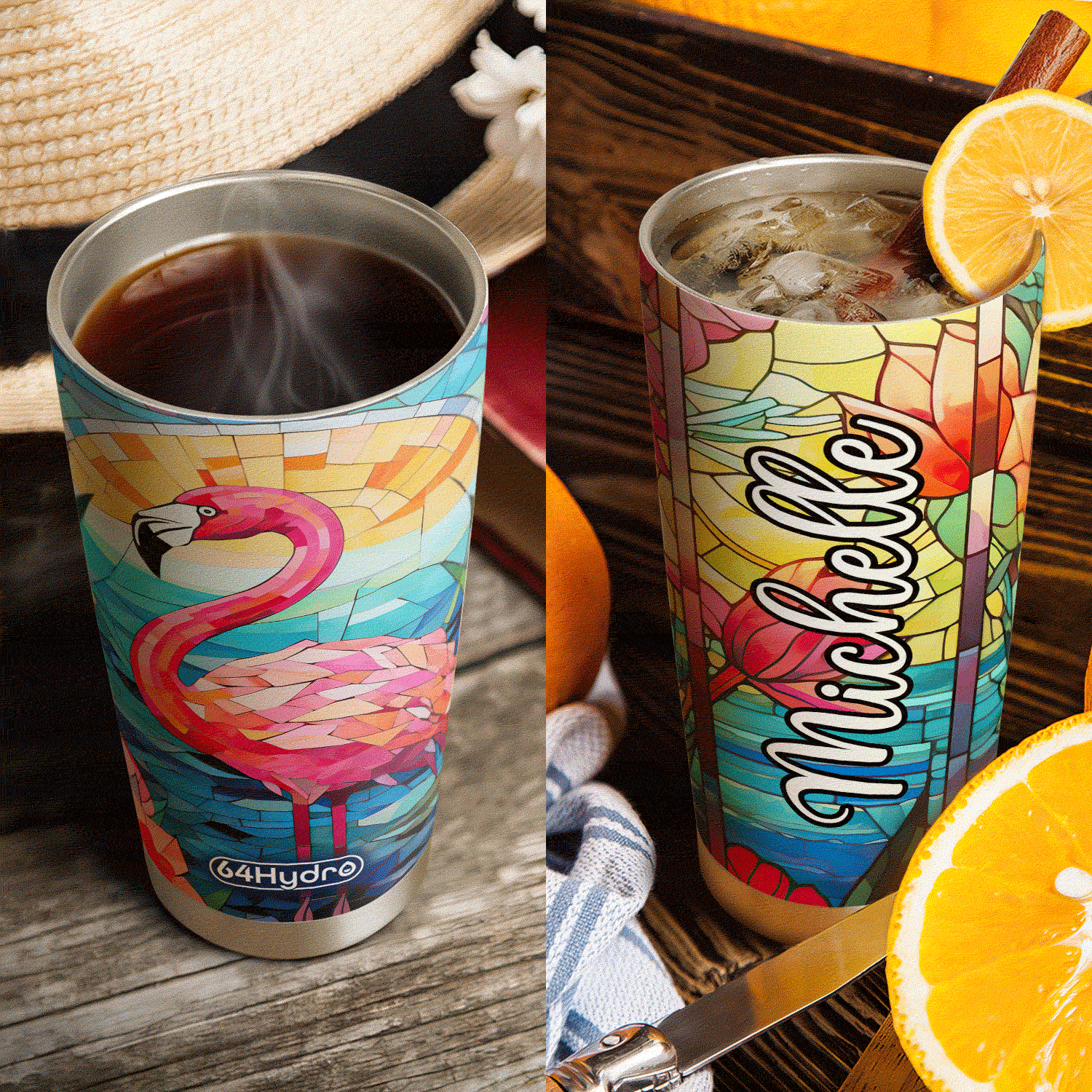 Flamingo Mosaic Tropical Garden HHAY100723059 Stainless Steel Tumbler