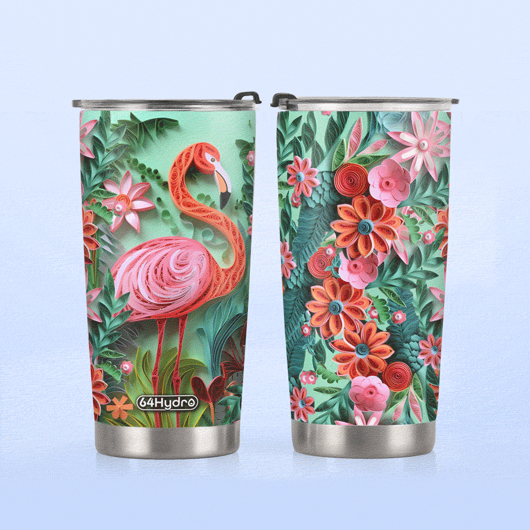 Flamingo Paper Quiling HHAY070723250 Stainless Steel Tumbler