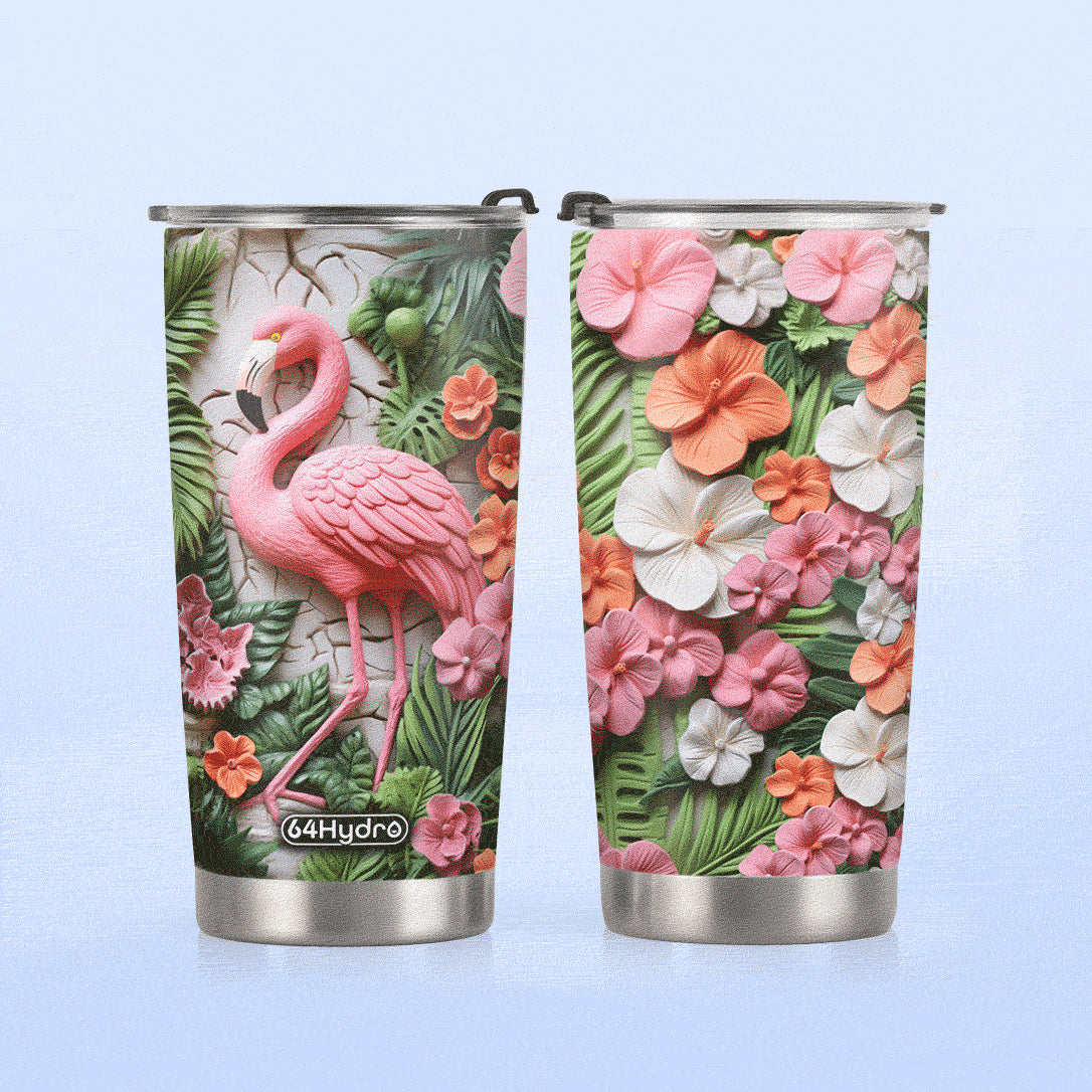 Flamingo Plaster Carving HHAY100723742 Stainless Steel Tumbler