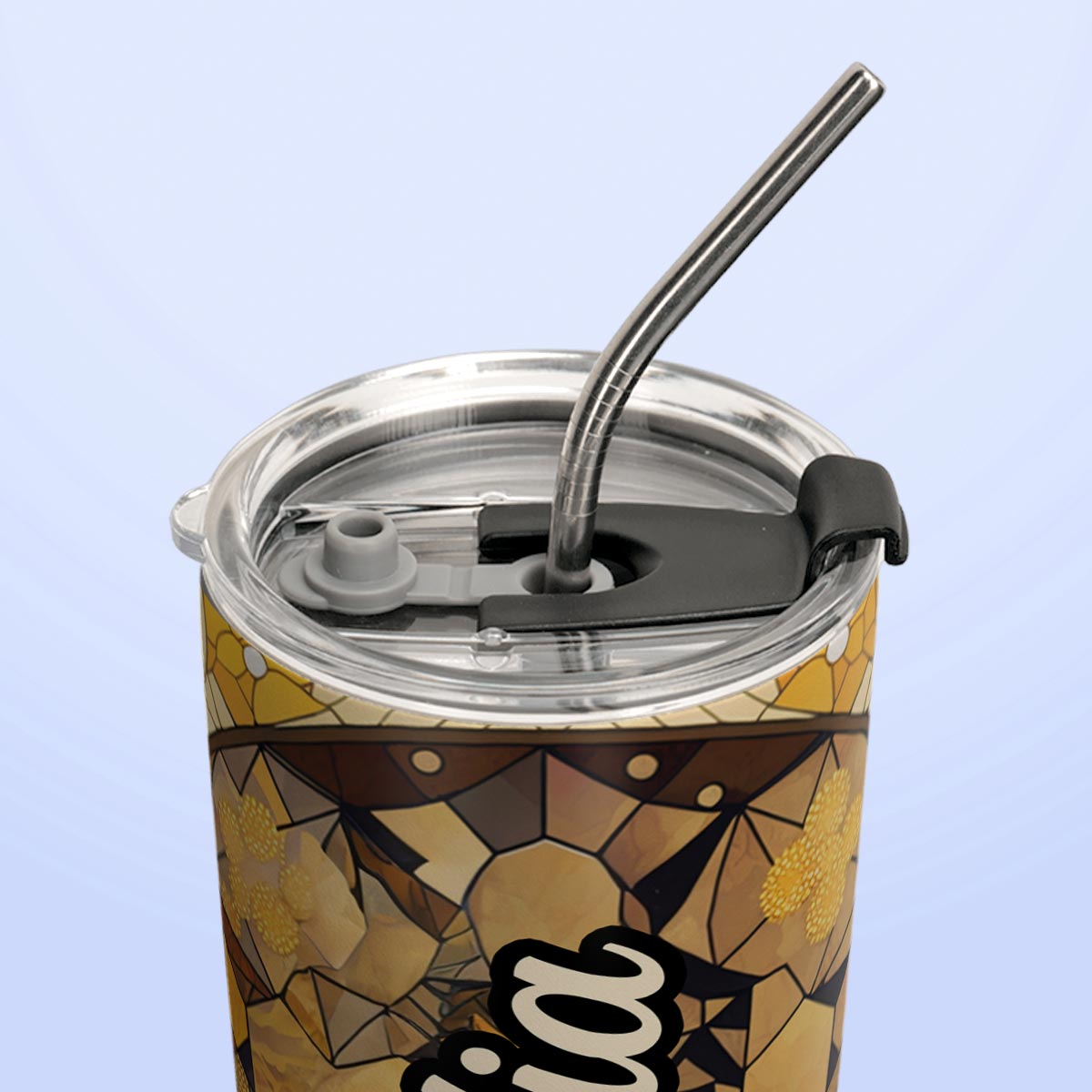 Fox Citrine Crystal Mosaic HTRZ14098500DD Stainless Steel Tumbler