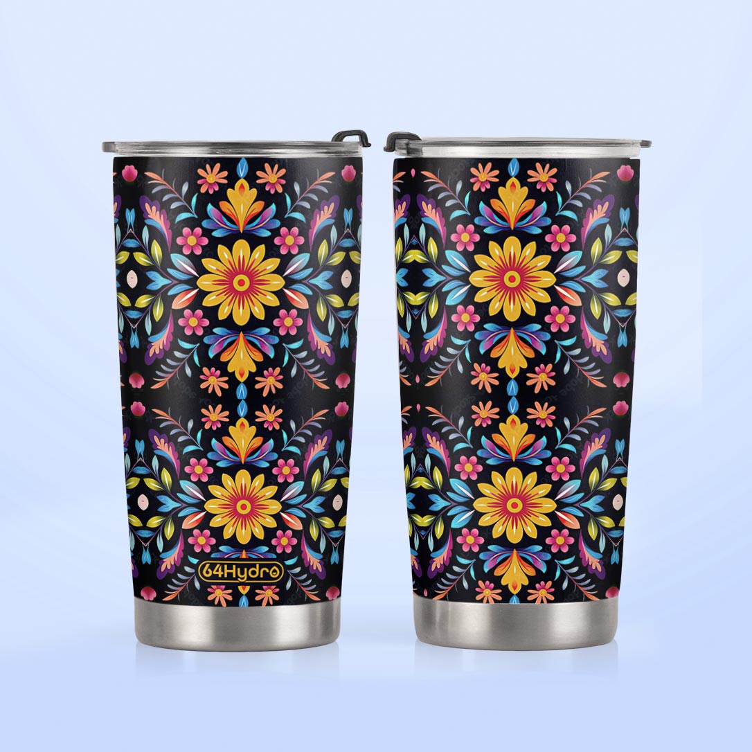 Gardening Mexican Flower Pattern HTRZ25091467LV Stainless Steel Tumbler