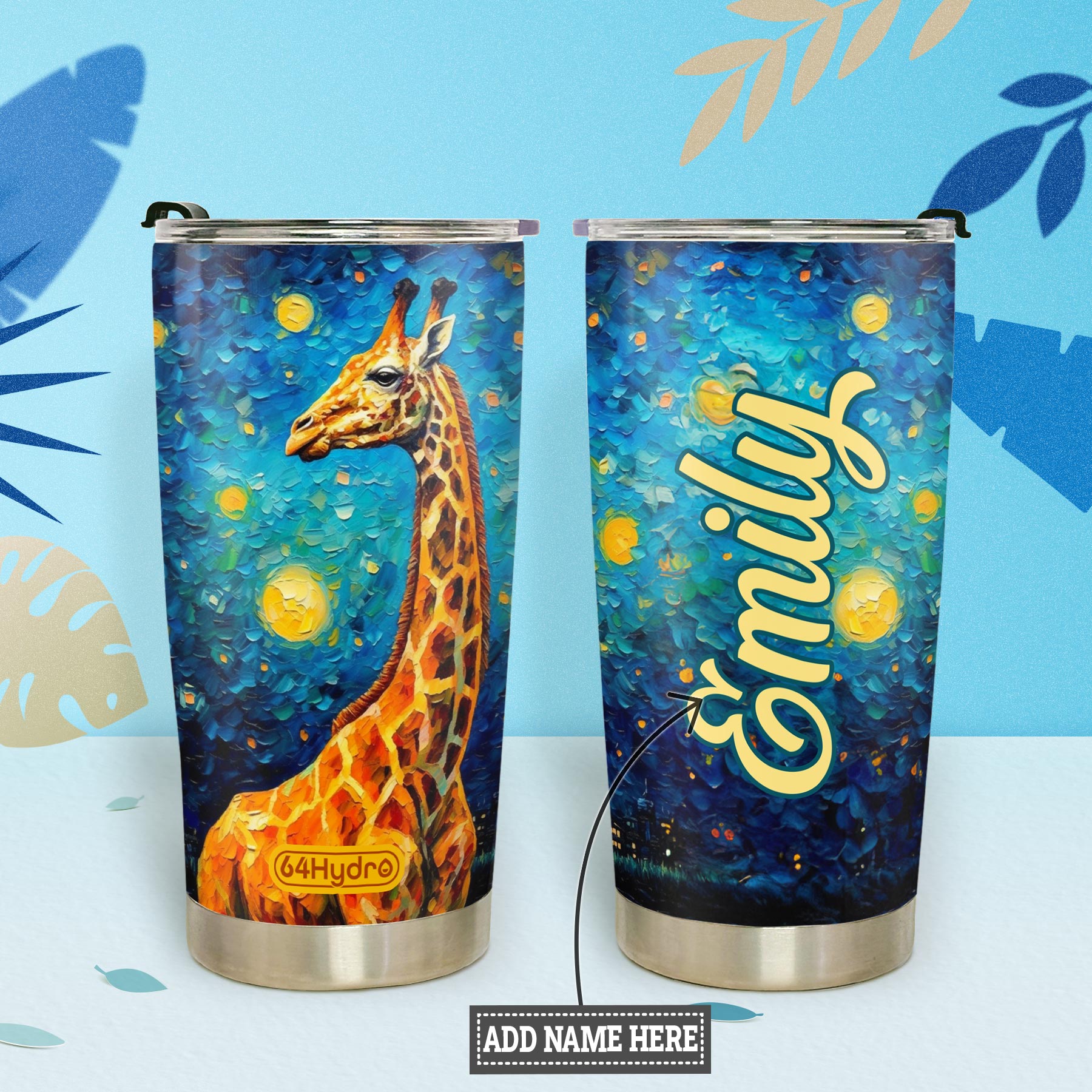 Giraffe Starry Night HTRZ14093723KM Stainless Steel Tumbler