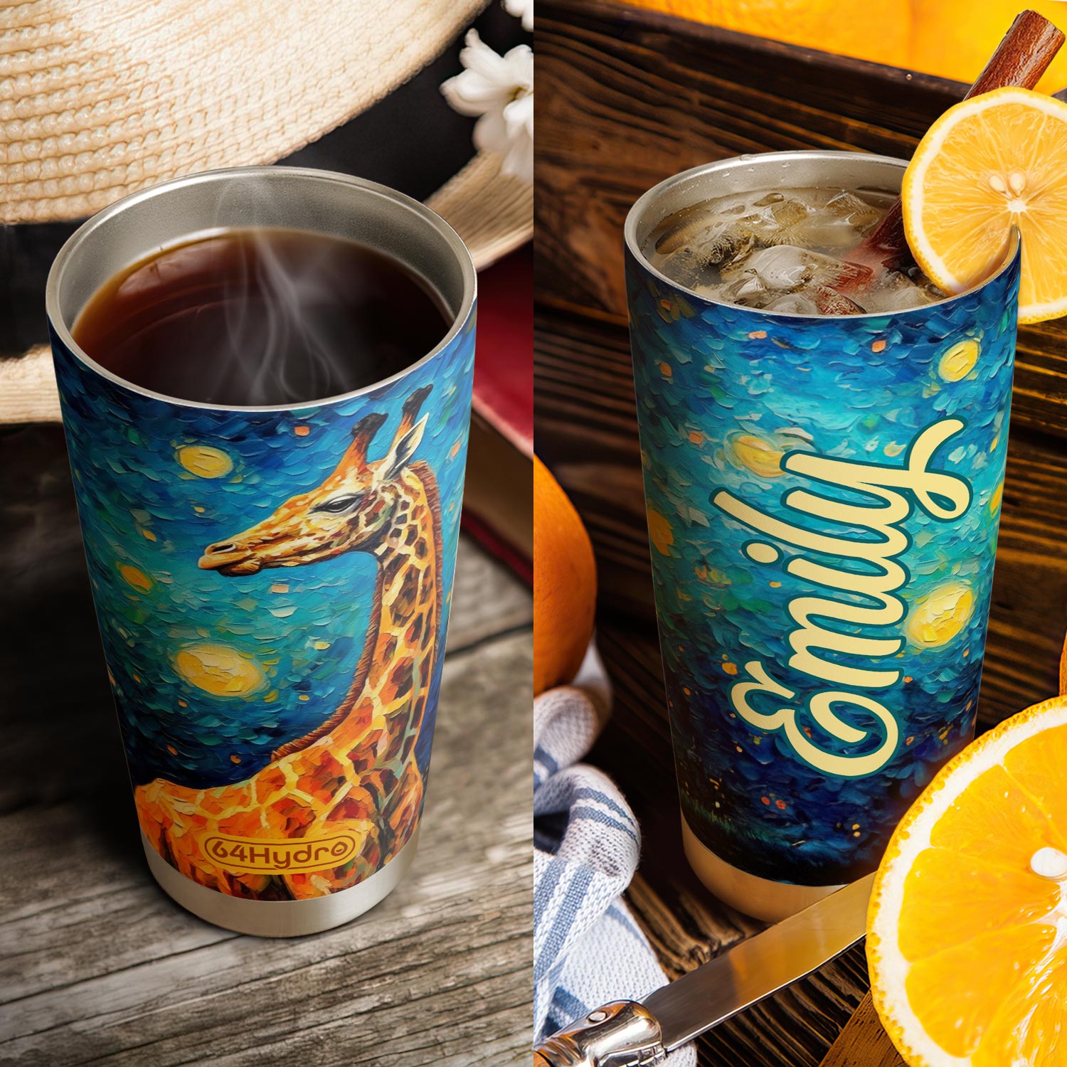 Giraffe Starry Night HTRZ14093723KM Stainless Steel Tumbler