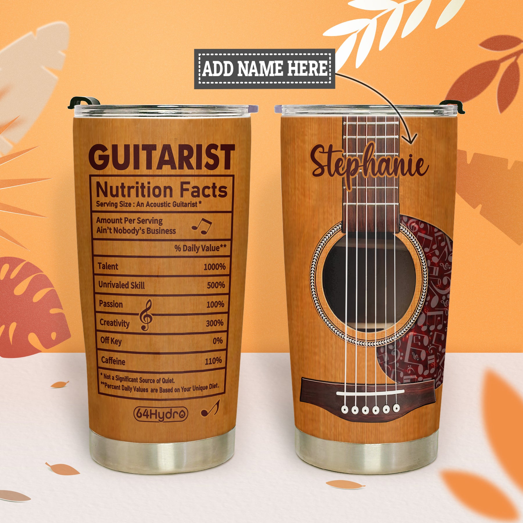 Guitarist Nutrition Facts Acoustic Guitar DNRZ230623283 Stainless Steel Tumbler
