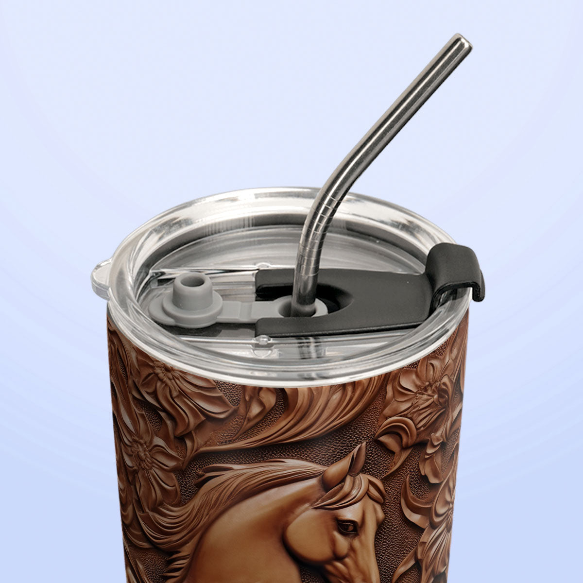 Horse Leather Carving HHAY070723415 Stainless Steel Tumbler