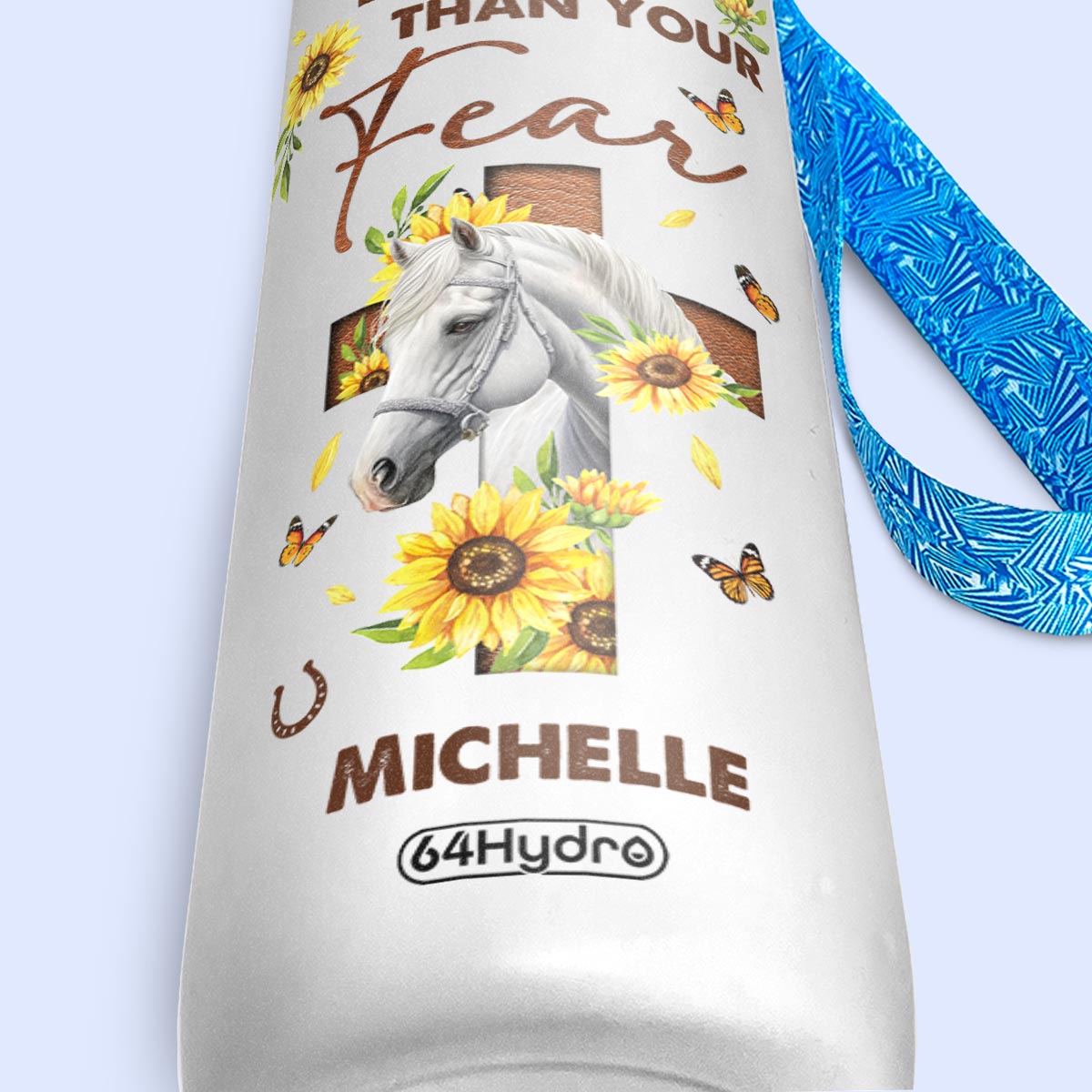 Horse Let Your Faith Be Bigger Than Your Fear HTRZ15081085VE Water Tracker Bottle