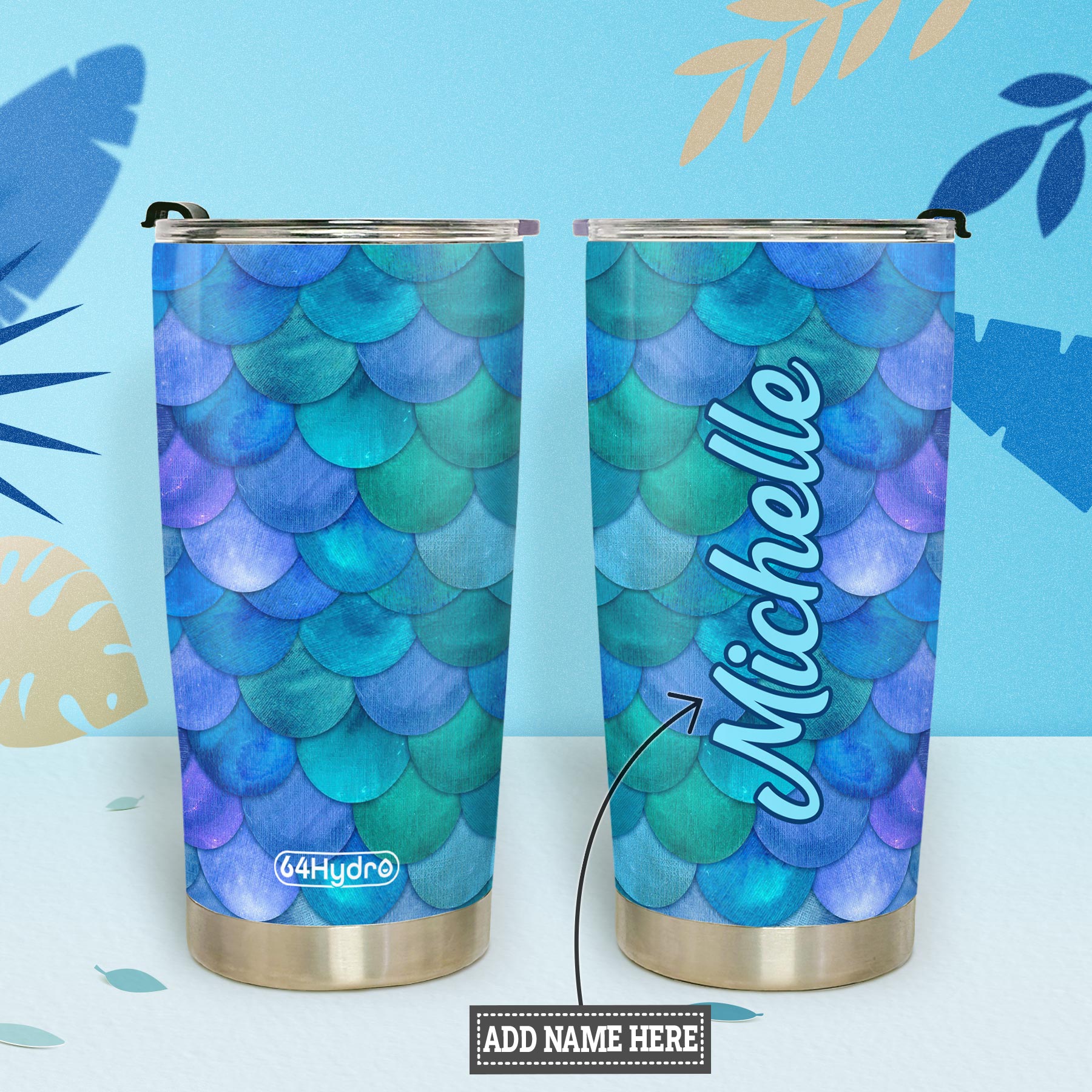 Mermaid Scales Pattern HHRZ20094070RP Stainless Steel Tumbler