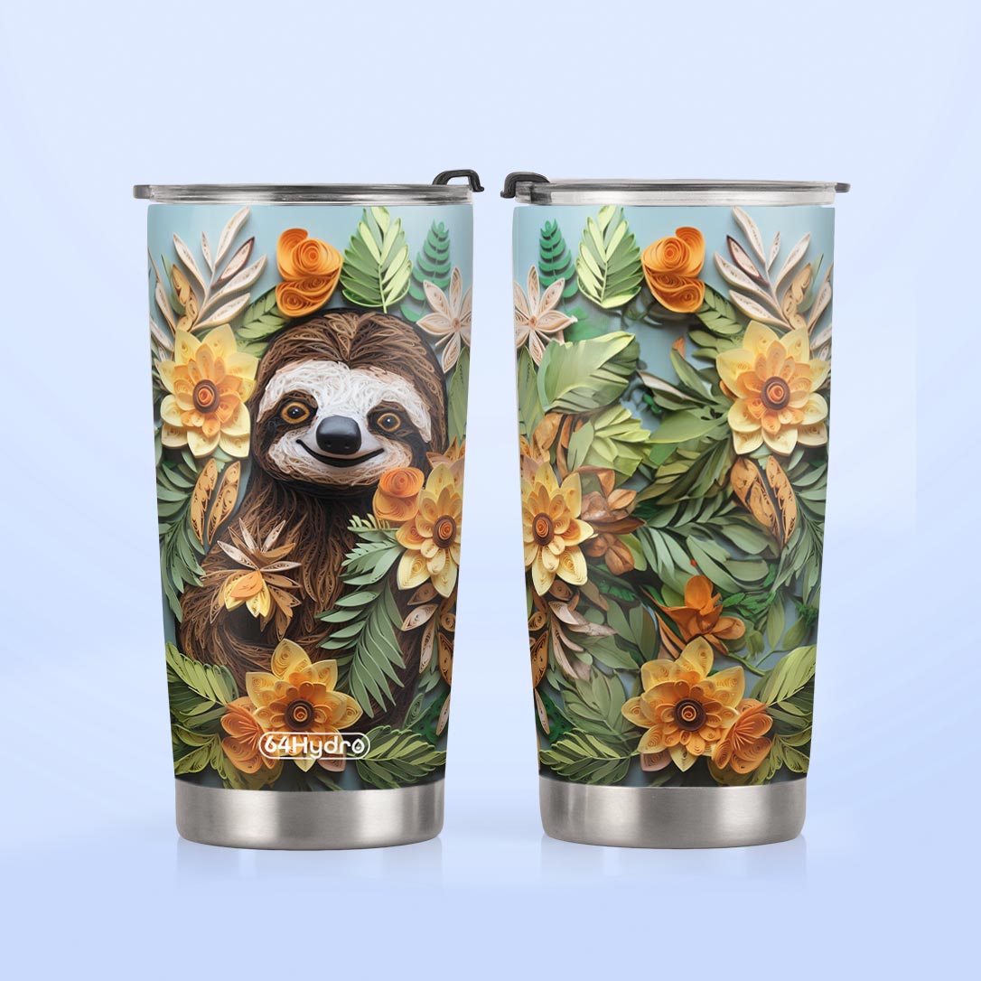 Sloth Quilling Art HTRZ18091603BA Stainless Steel Tumbler