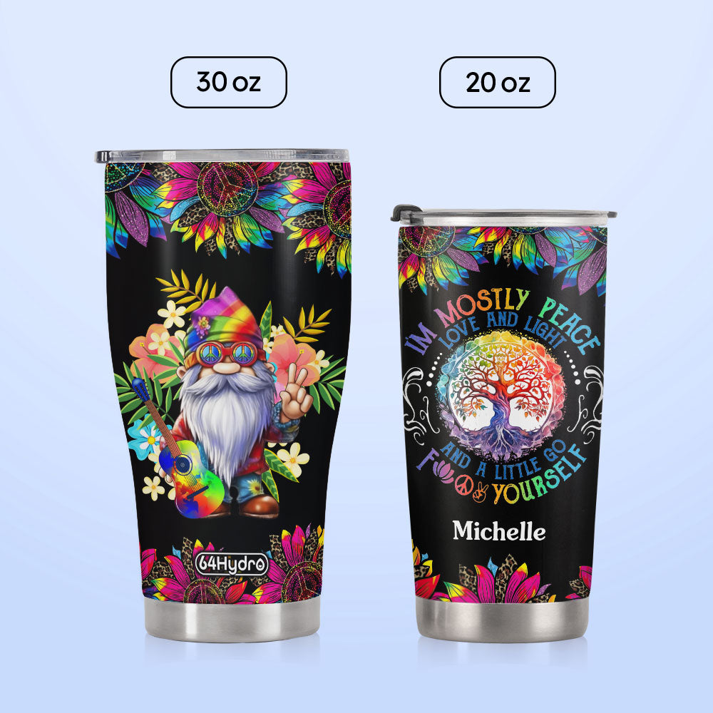 Tie Dye Gnome Mostly Peace Love And Light HHLZ270623011 Stainless Steel Tumbler