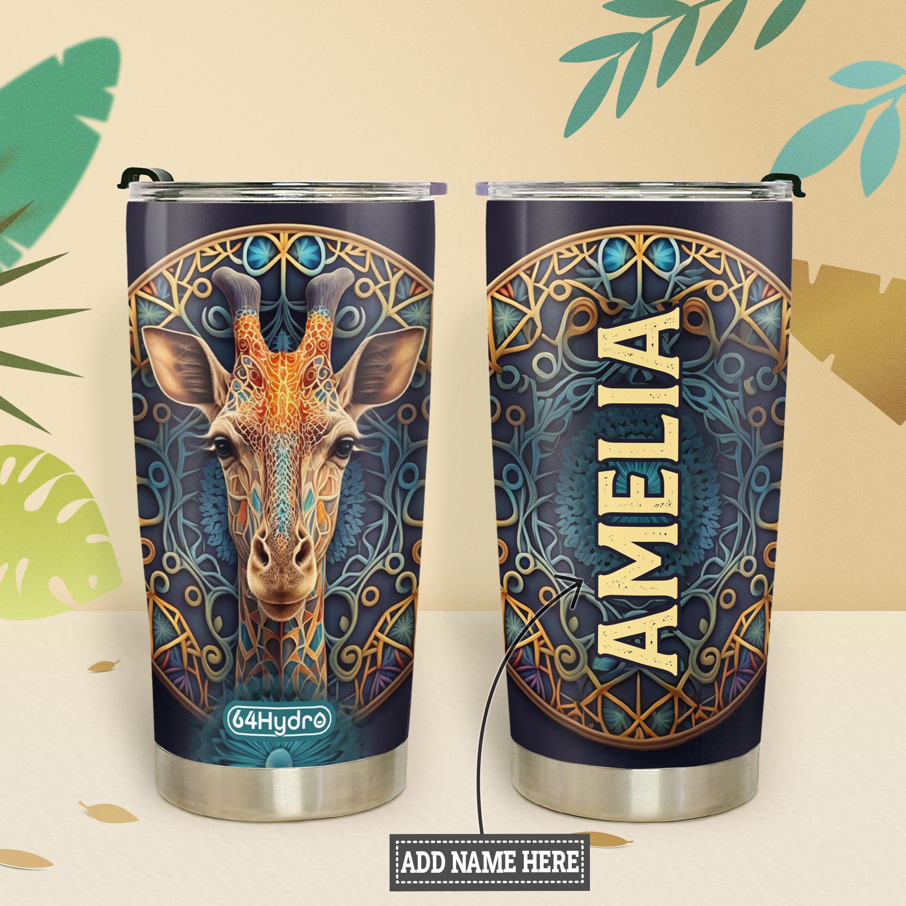 Trible Colorful Giraffe HTRZ12091720GE Stainless Steel Tumbler
