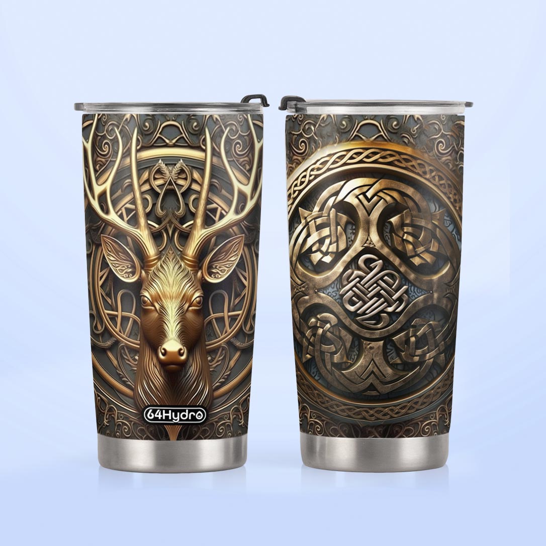 Viking Celtic Deer Golden Style HTRZ12091030EK Stainless Steel Tumbler