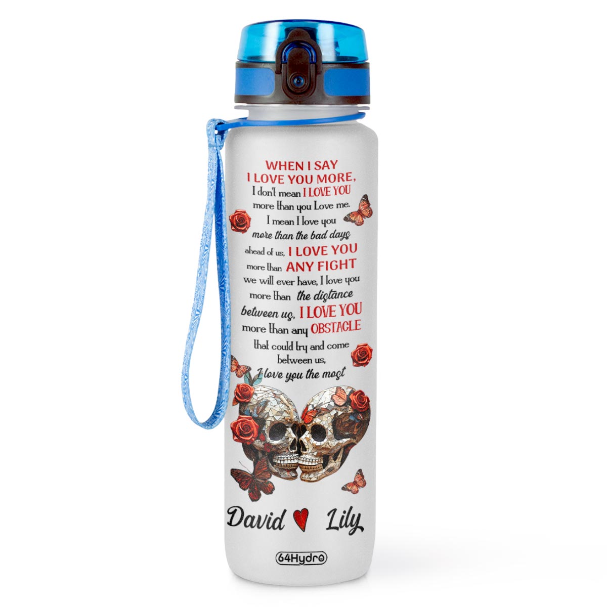 When I Say I Love You Skull Couple Mosaic Art HHRZ09089059RE Water Tracker Bottle