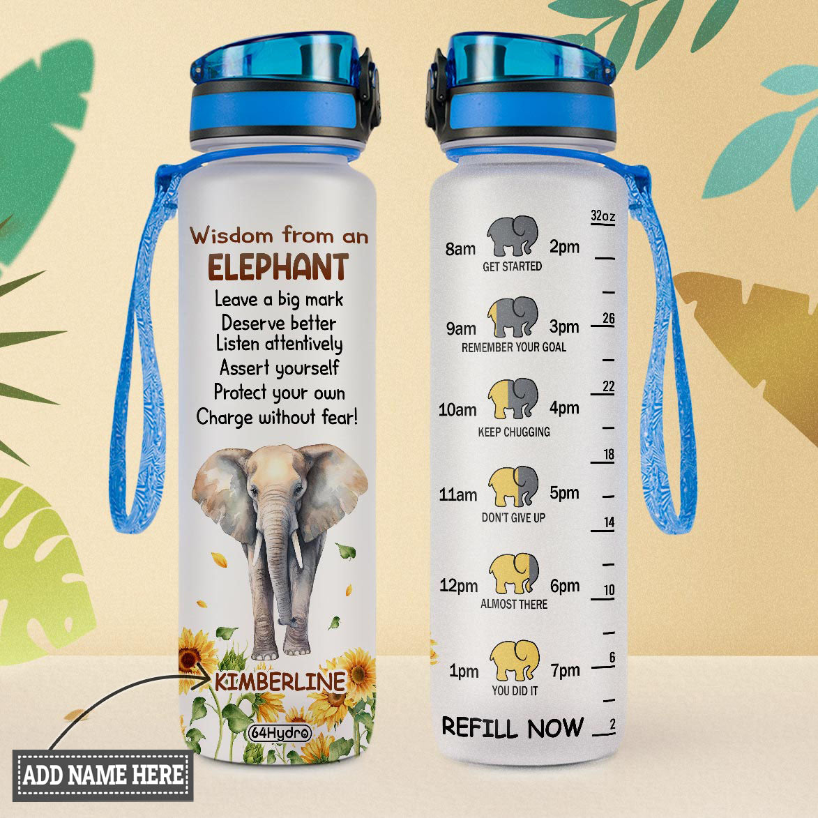 Wisdom From An Elephant HHRZ09081284LJ Water Tracker Bottle