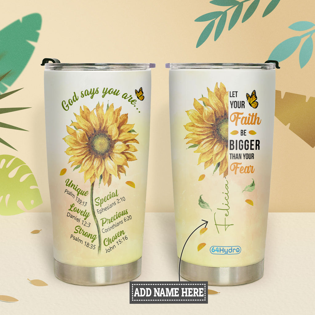 Sunflower Tumbler and Engraved Script Name - 20oz Hot Tumbler with