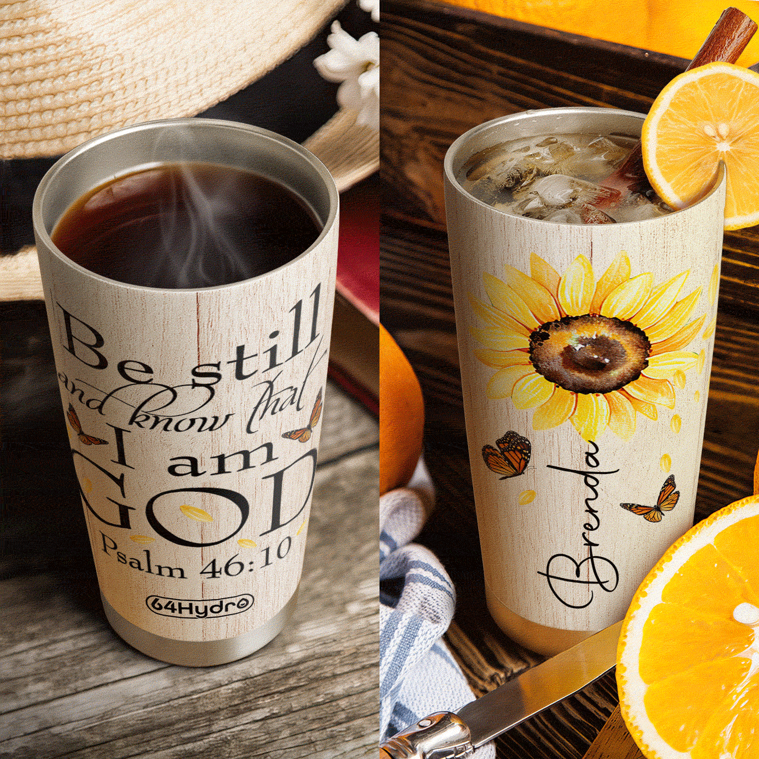 Faith Sunflower Be Still DNMZ1505003Z Stainless Steel Tumbler