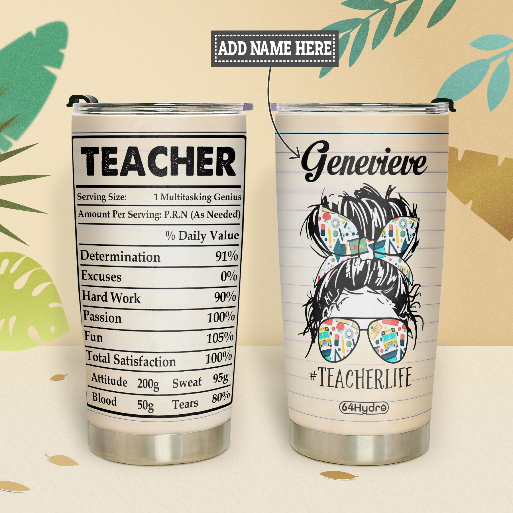 Teacher Life Facts KD4 HHAZ2704002Z Stainless Steel Tumbler