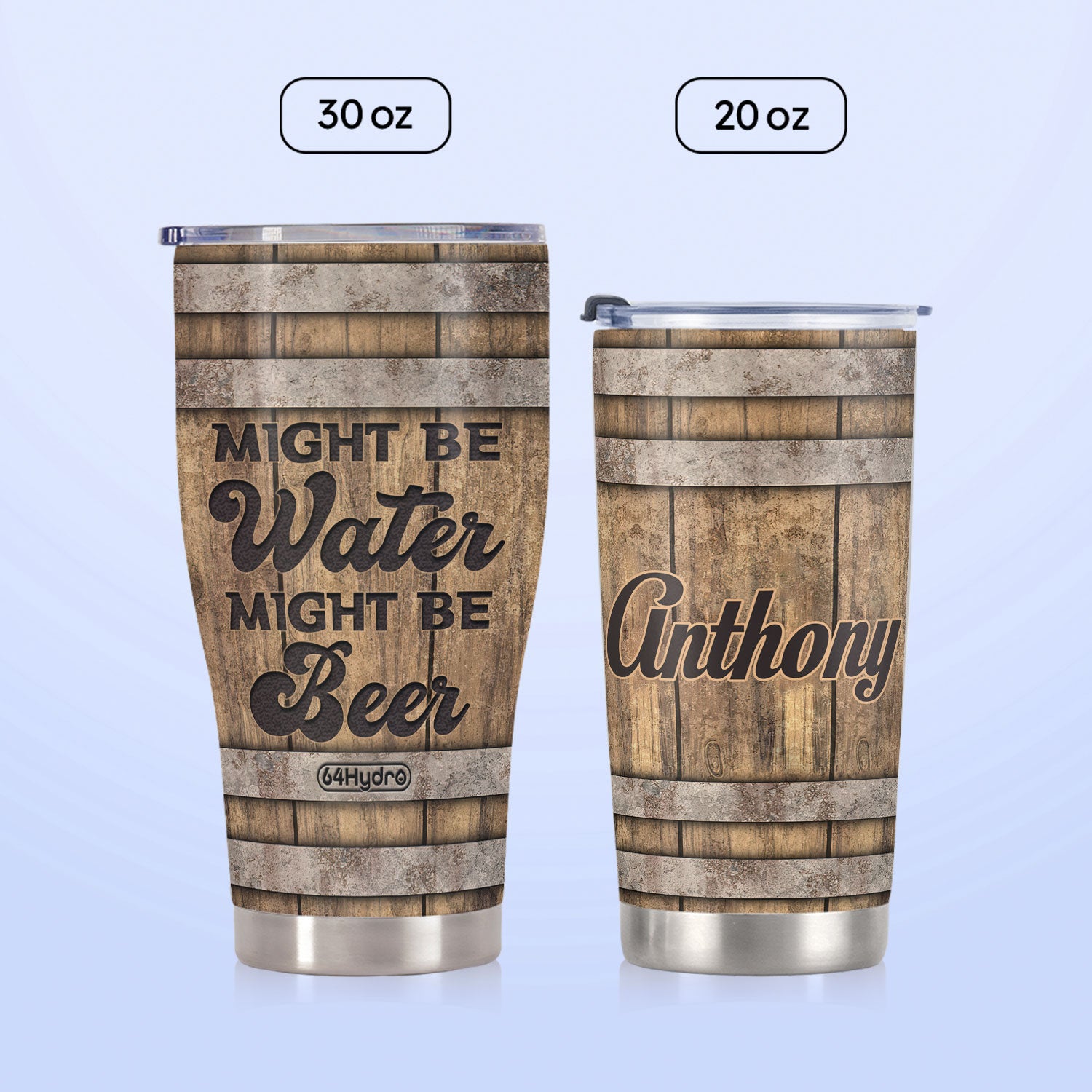 Beer Barrel Wooden Style HLM0603001Z Stainless Steel Tumbler