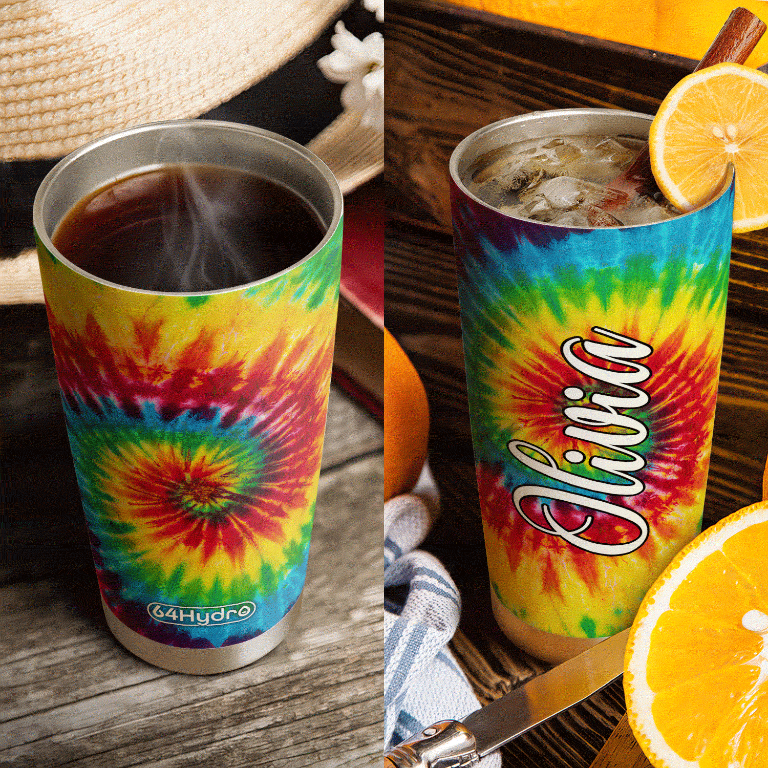 Hippie Tie Dye Tumbler KD2 HRX2511007 Stainless Steel Tumbler