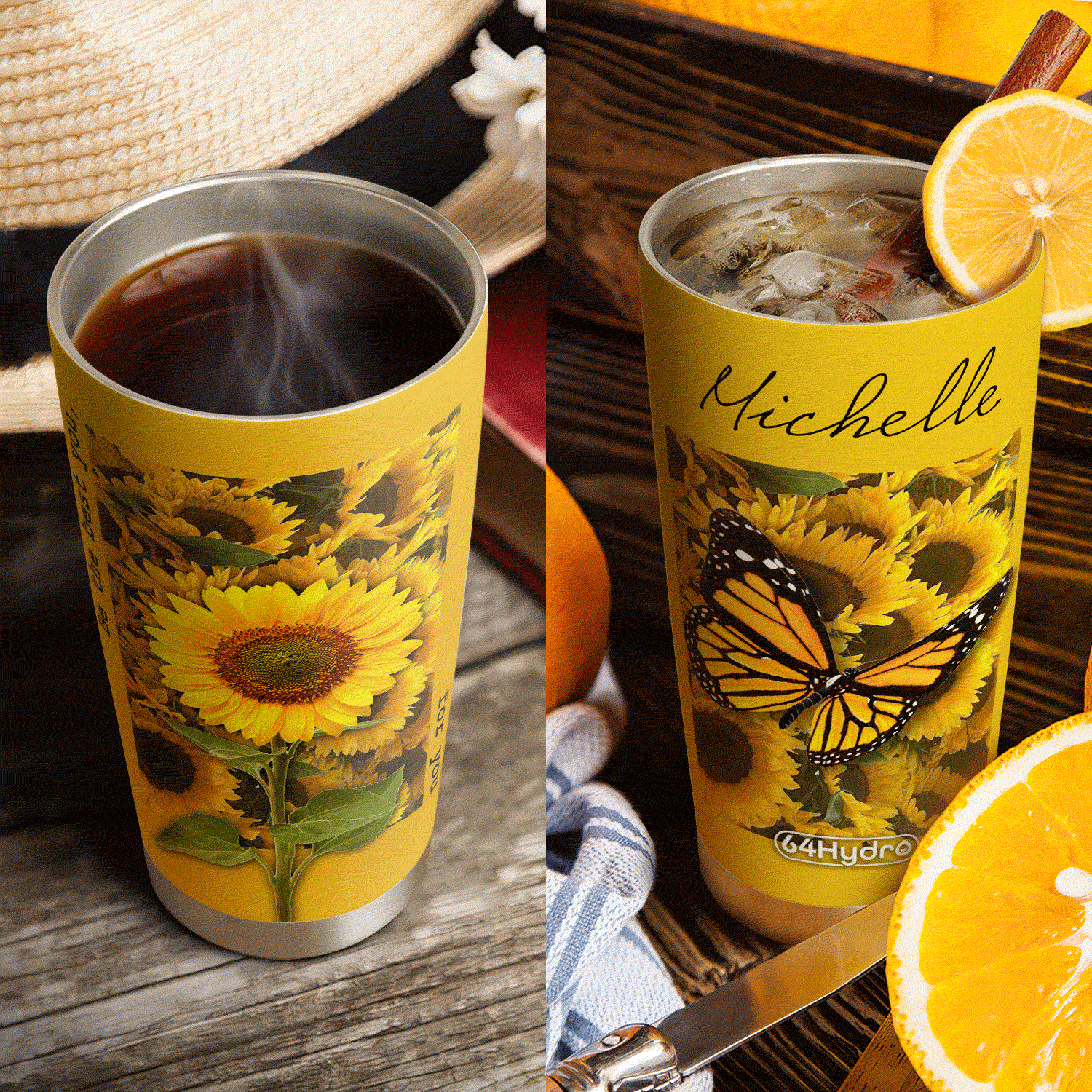 Butterfly Sunflower HTQ0411003 Stainless Steel Tumbler