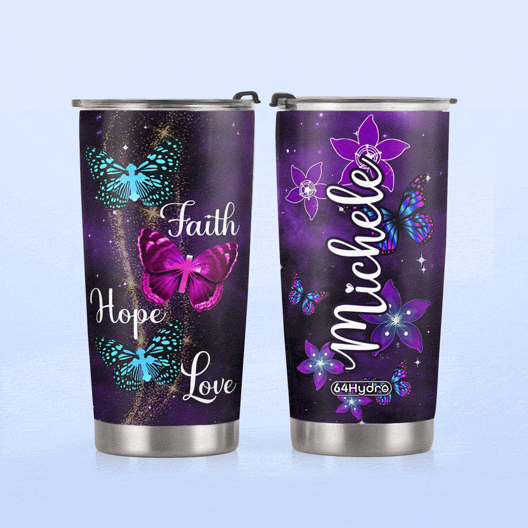 Faith Hope Love Butterfly KD2 MAL3009011 Stainless Steel Tumbler