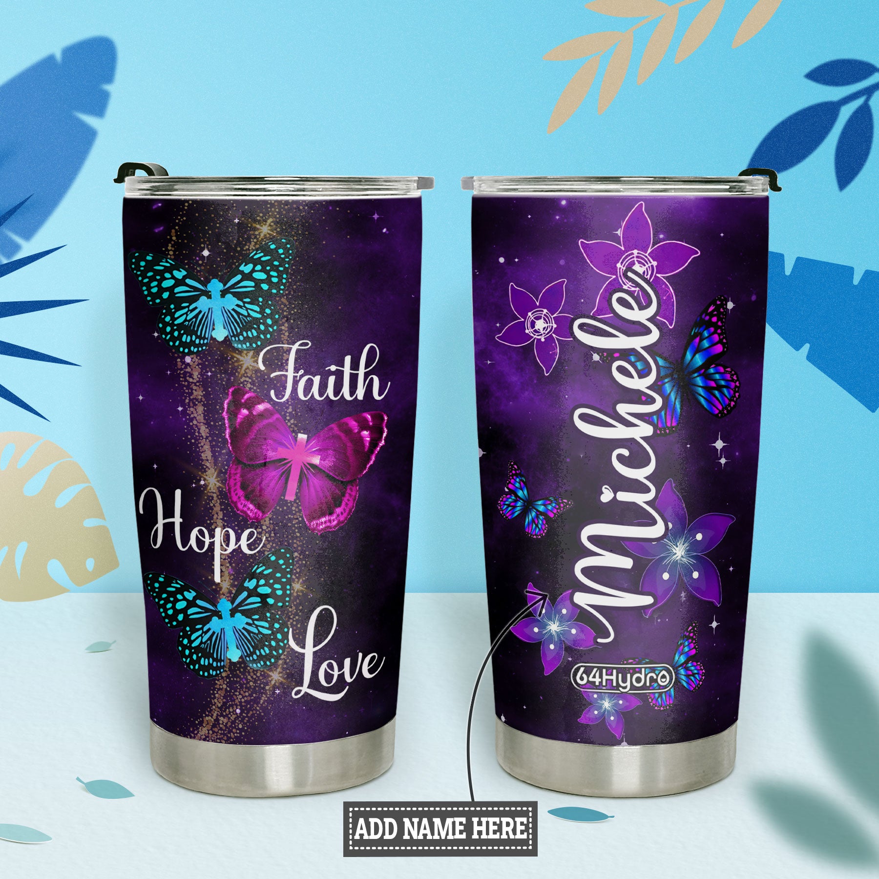 Faith Hope Love Butterfly KD2 MAL3009011 Stainless Steel Tumbler