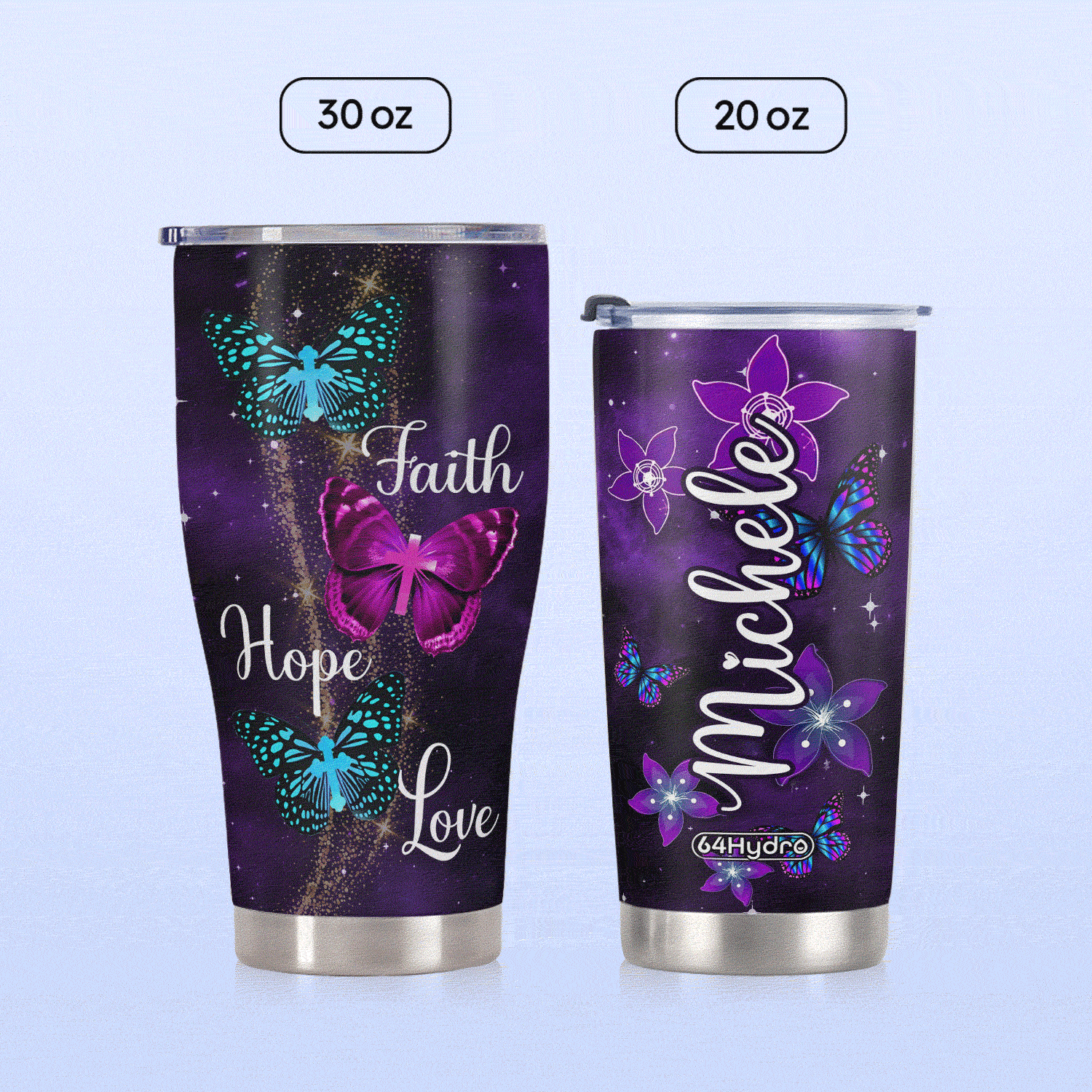 Faith Hope Love Butterfly KD2 MAL3009011 Stainless Steel Tumbler