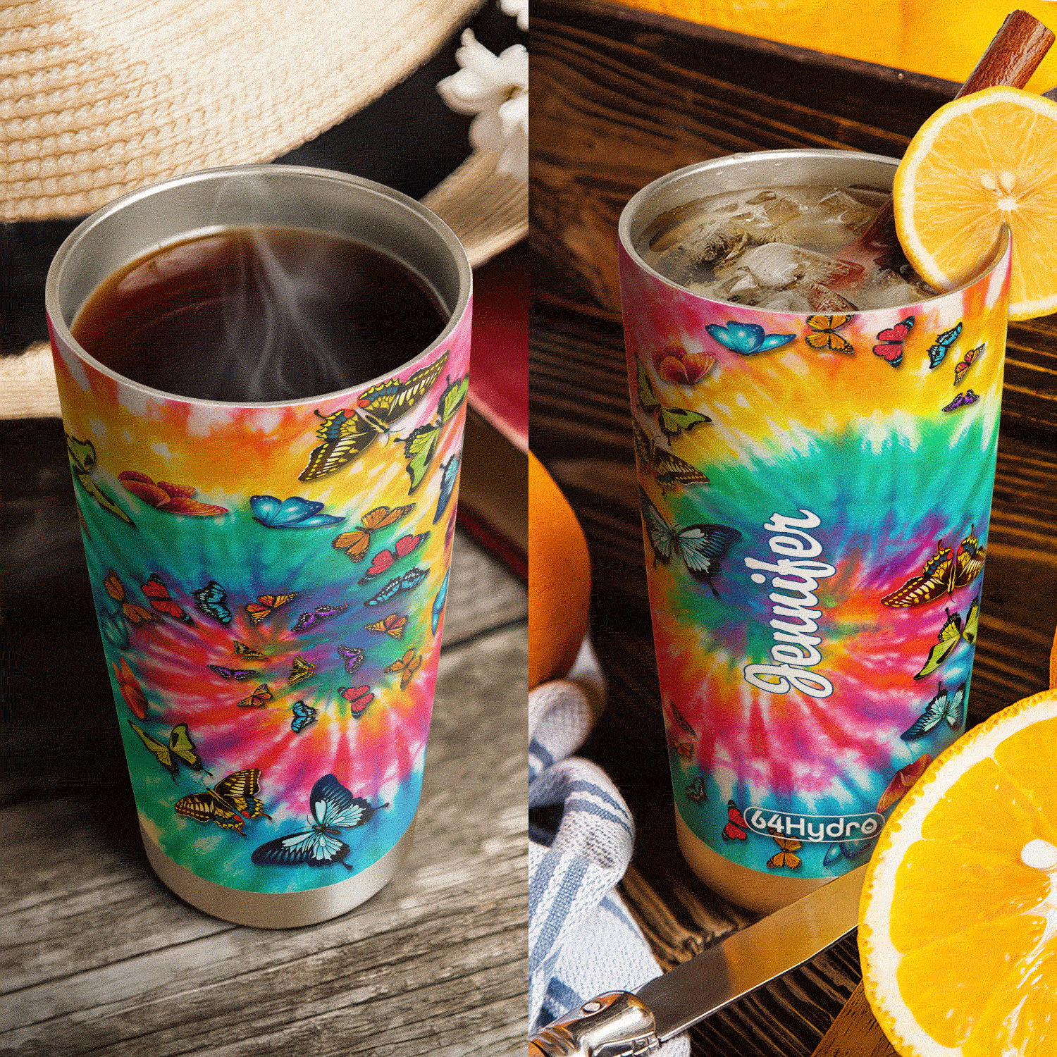 Butterfly Tie Dye Hippie KD2 ZZL0712001 Stainless Steel Tumbler