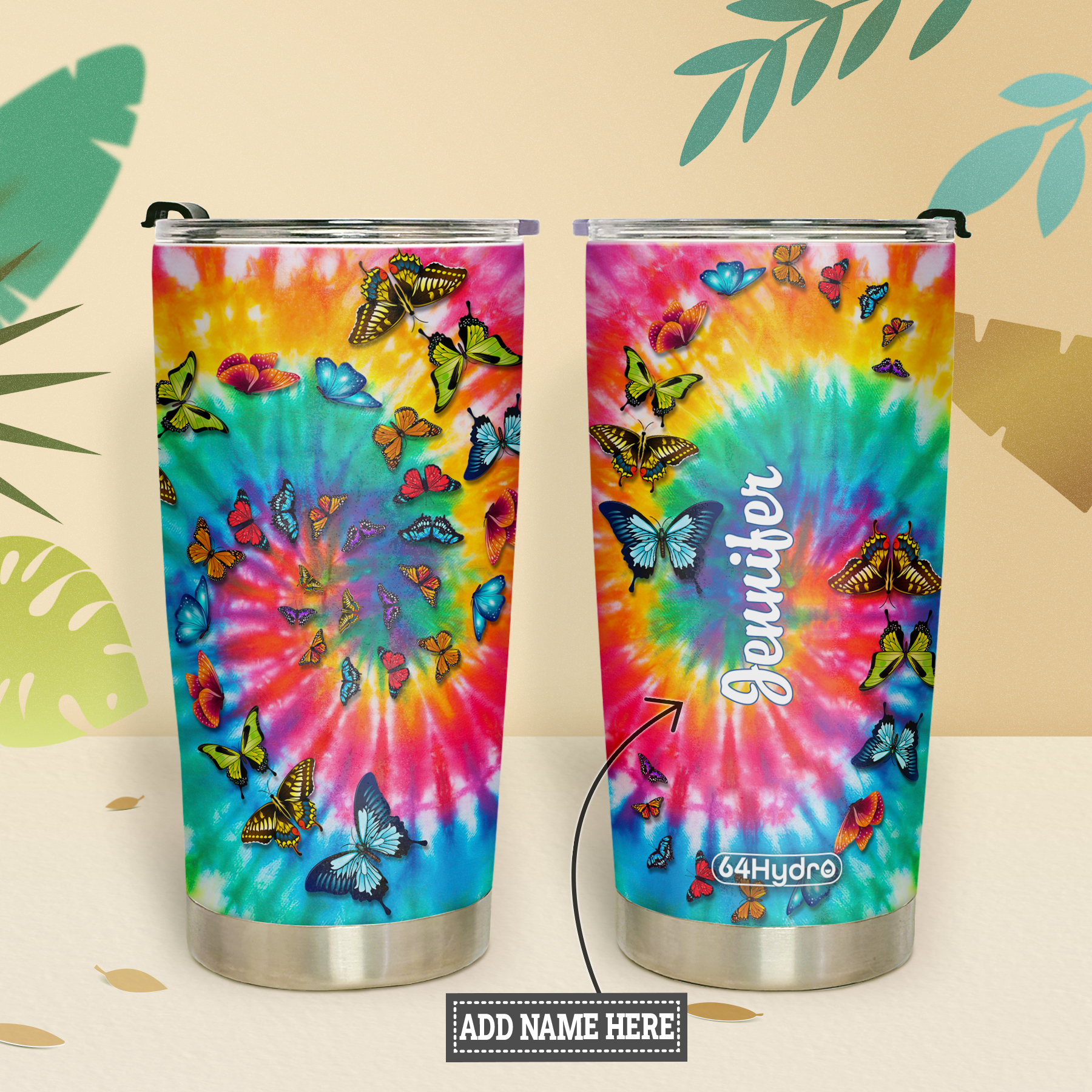 Butterfly Tie Dye Hippie KD2 ZZL0712001 Stainless Steel Tumbler