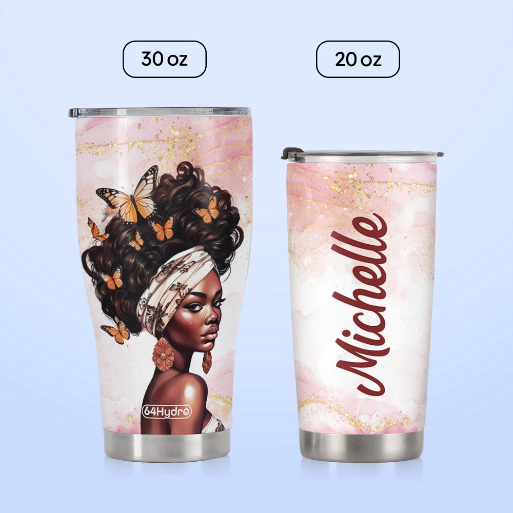 Black Woman Butterfly HHRZ20092231LL Stainless Steel Tumbler