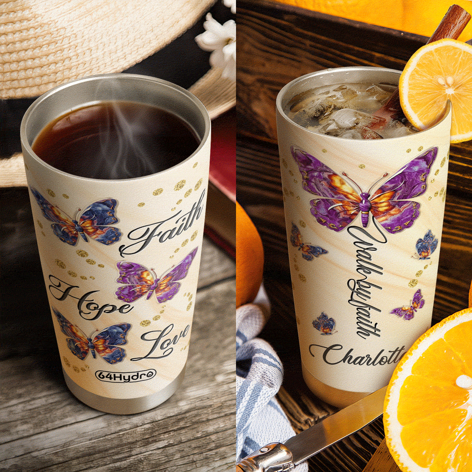 Butterfly Faith Hope Love NNRZ220623209 Stainless Steel Tumbler