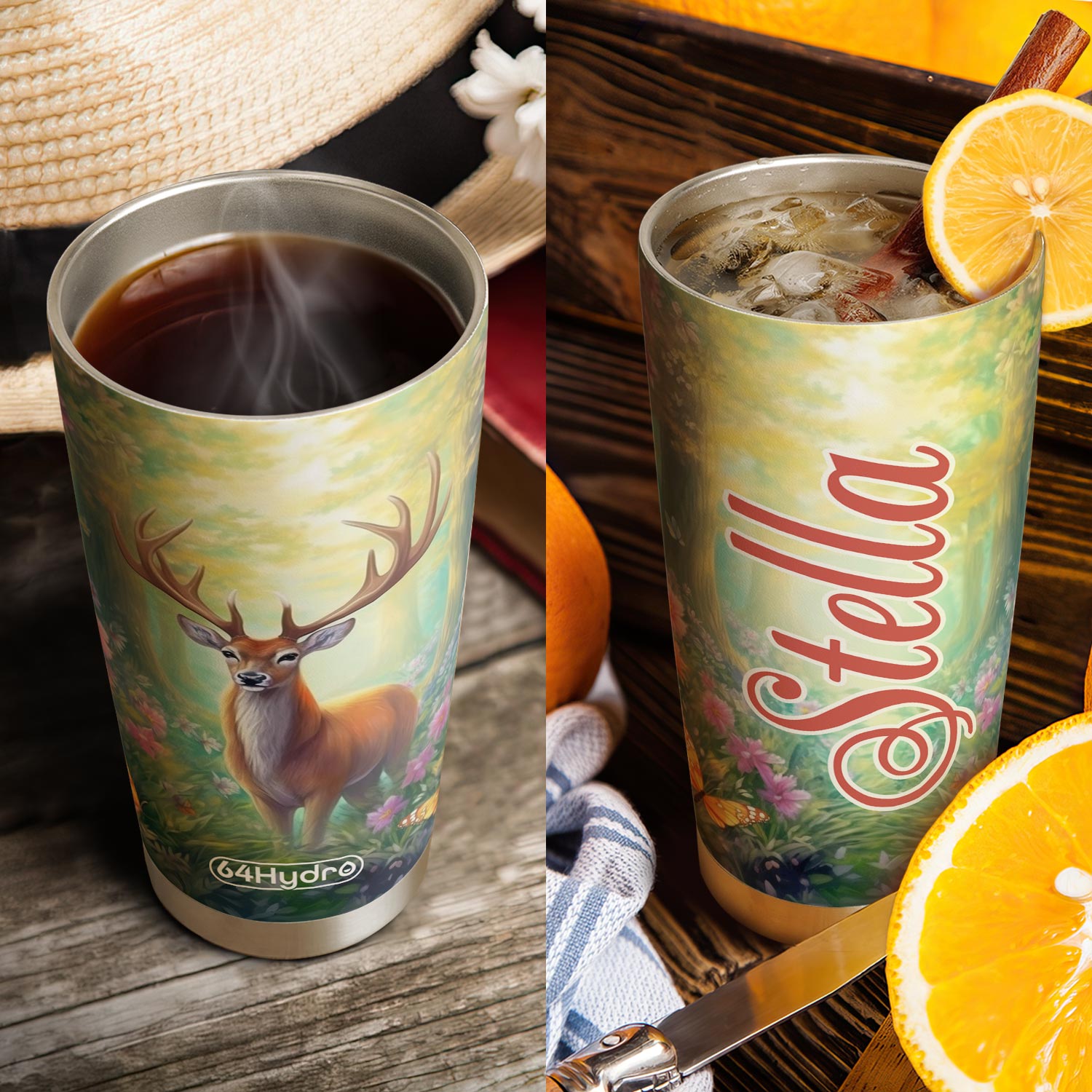 Deer In Flower Forest HTRZ15096343GC Stainless Steel Tumbler