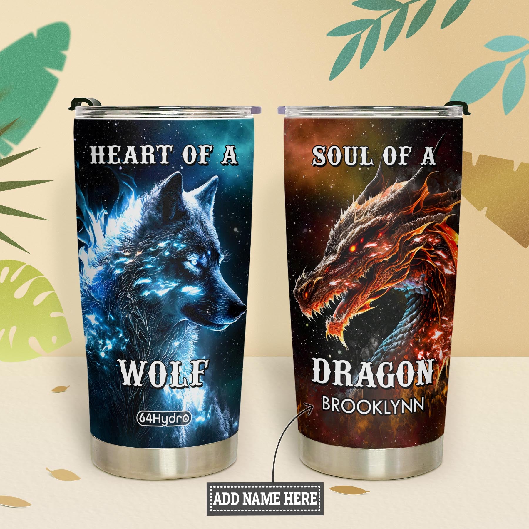 Heart Of A Wolf Soul Of A Dragon NNRZ300623544 Stainless Steel Tumbler