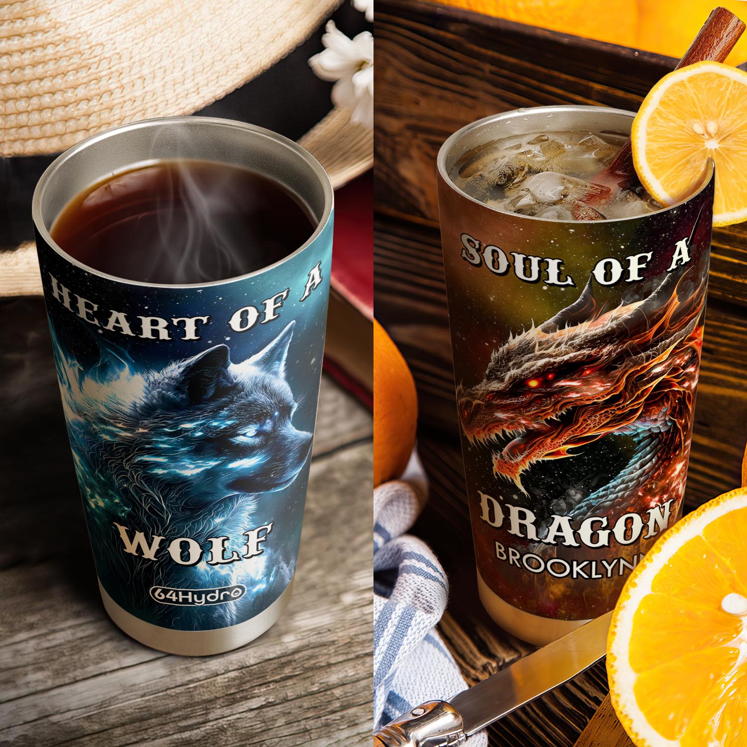 Heart Of A Wolf Soul Of A Dragon NNRZ300623544 Stainless Steel Tumbler