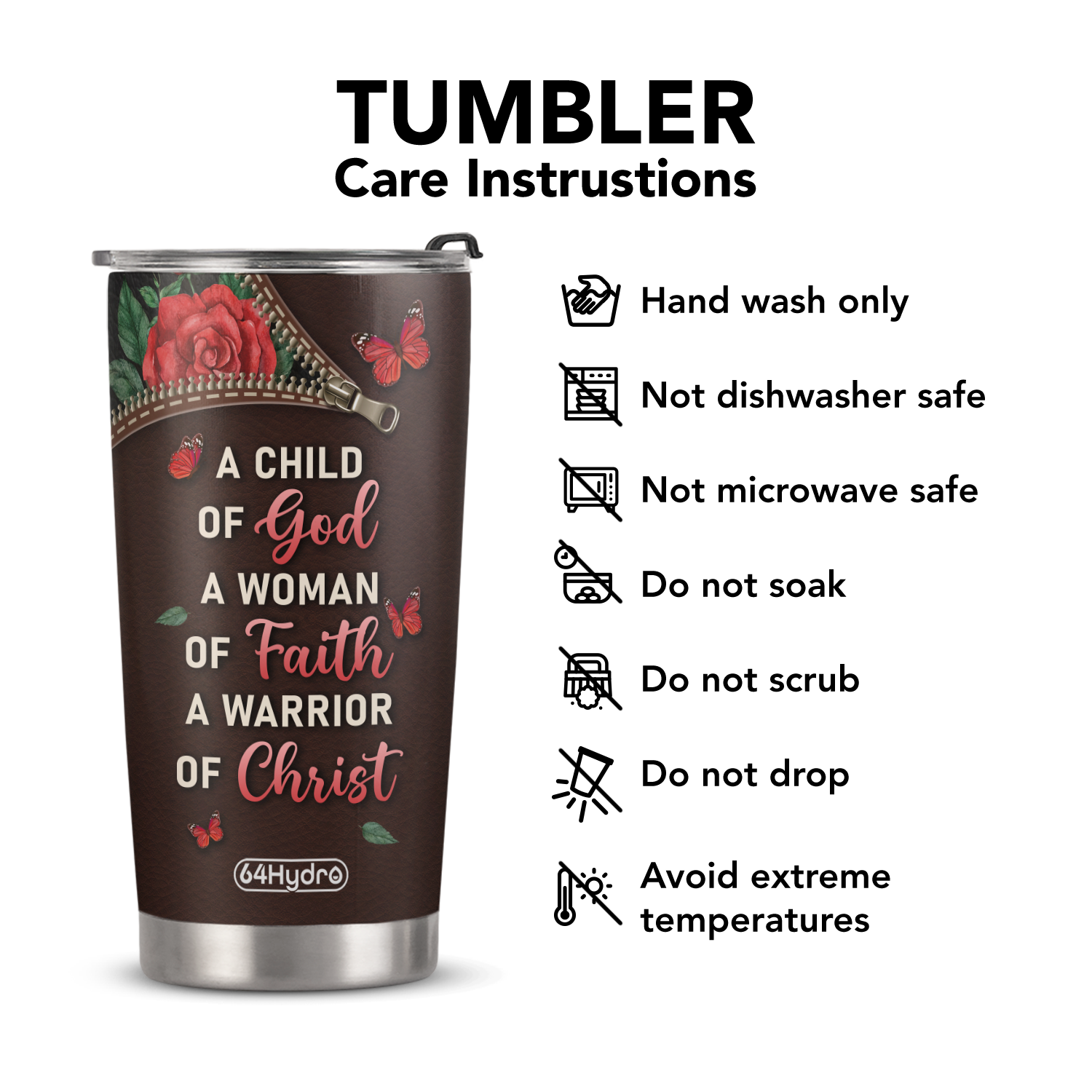 A Child Of God A Woman Of Faith A Warrior Of Christ ANRZ04111633NA Stainless Steel Tumbler