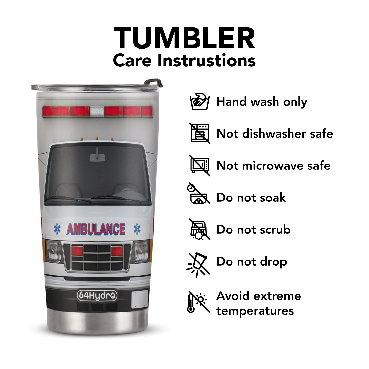 Ambulance Emergency Car ANRZ04118330AH Stainless Steel Tumbler