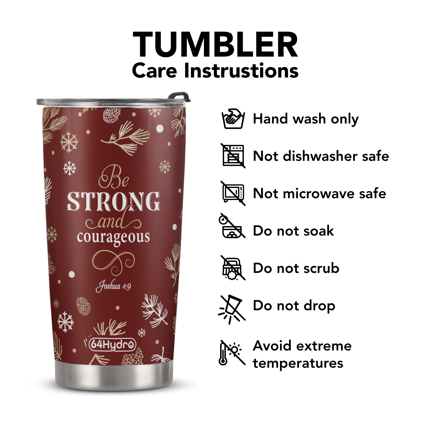 Be Strong And Courageous Joshua 1 9 ANRZ04110920HR Stainless Steel Tumbler