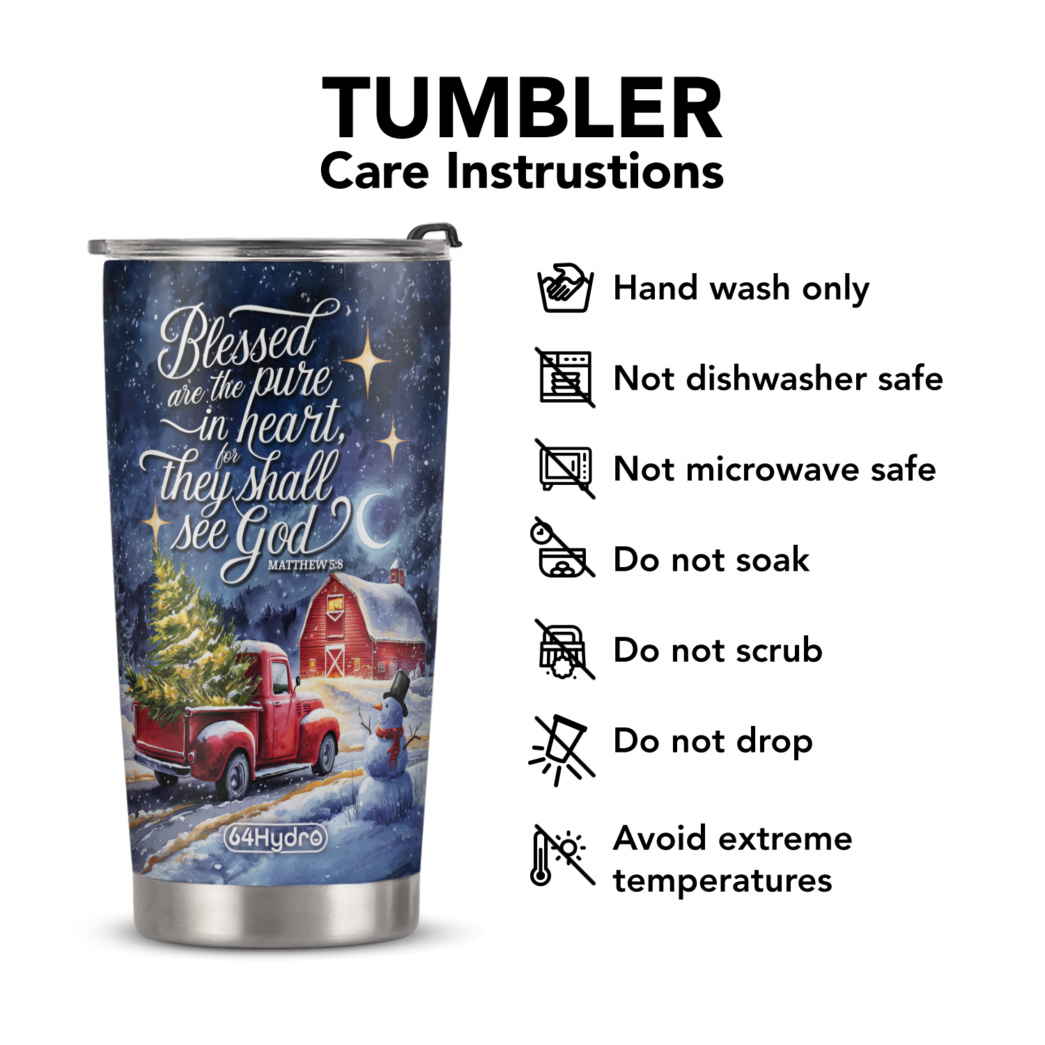 Blessed Are The Pure In Heart For They Shall See God Matthew 5 8 ANRZ04110516UH Stainless Steel Tumbler