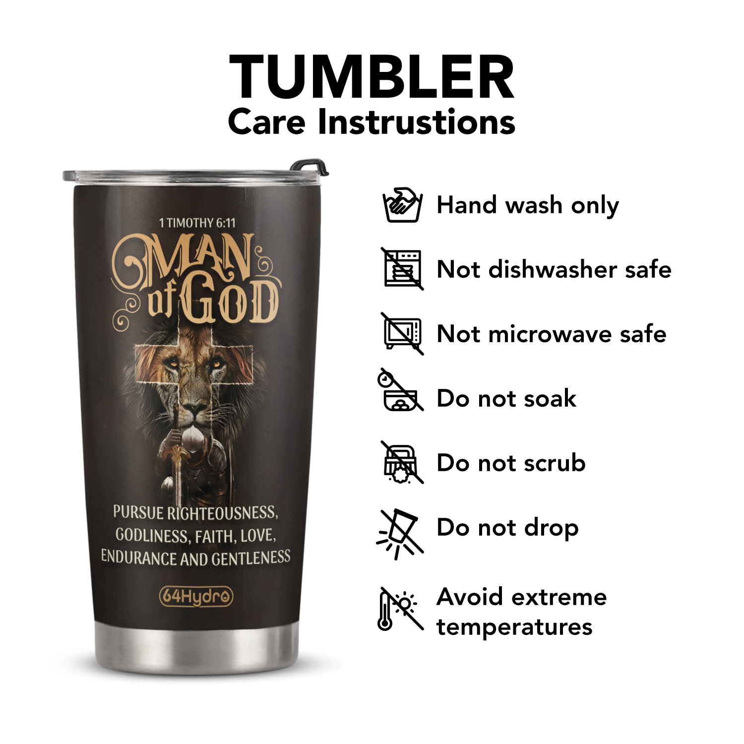 Man Of God 1 Timothy 6 11 Lion Warrior ANRZ04110322HI Stainless Steel Tumbler