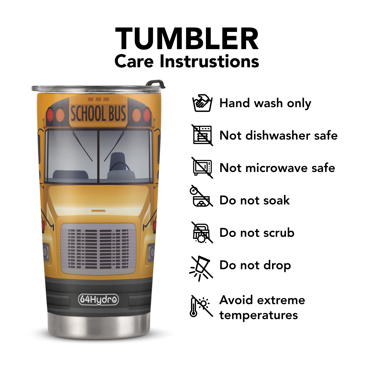 School Bus ANRZ04115289AE Stainless Steel Tumbler