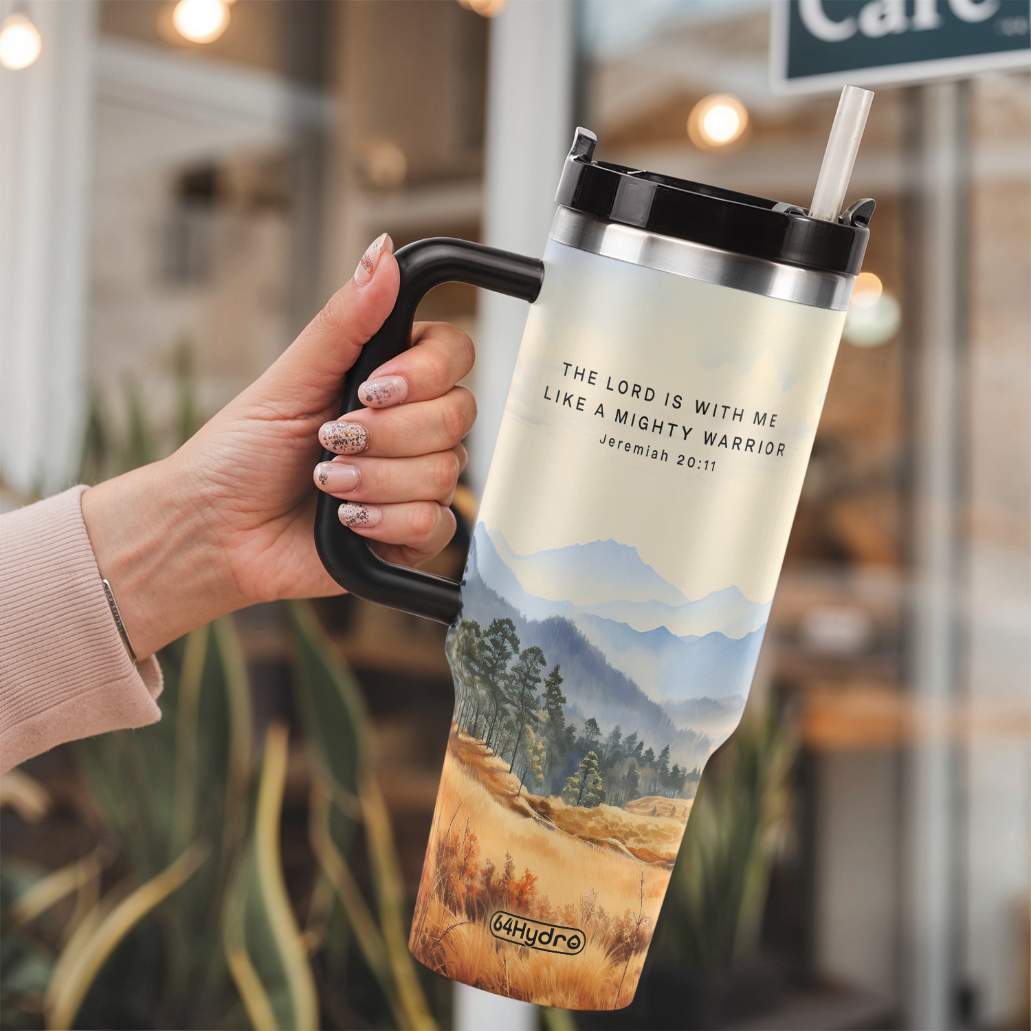 The Lord Is With Me Like A Mighty Warrior Jeremiah 20 11 Smoky Mountain ANRZ04111580VR Stainless Steel Tumbler