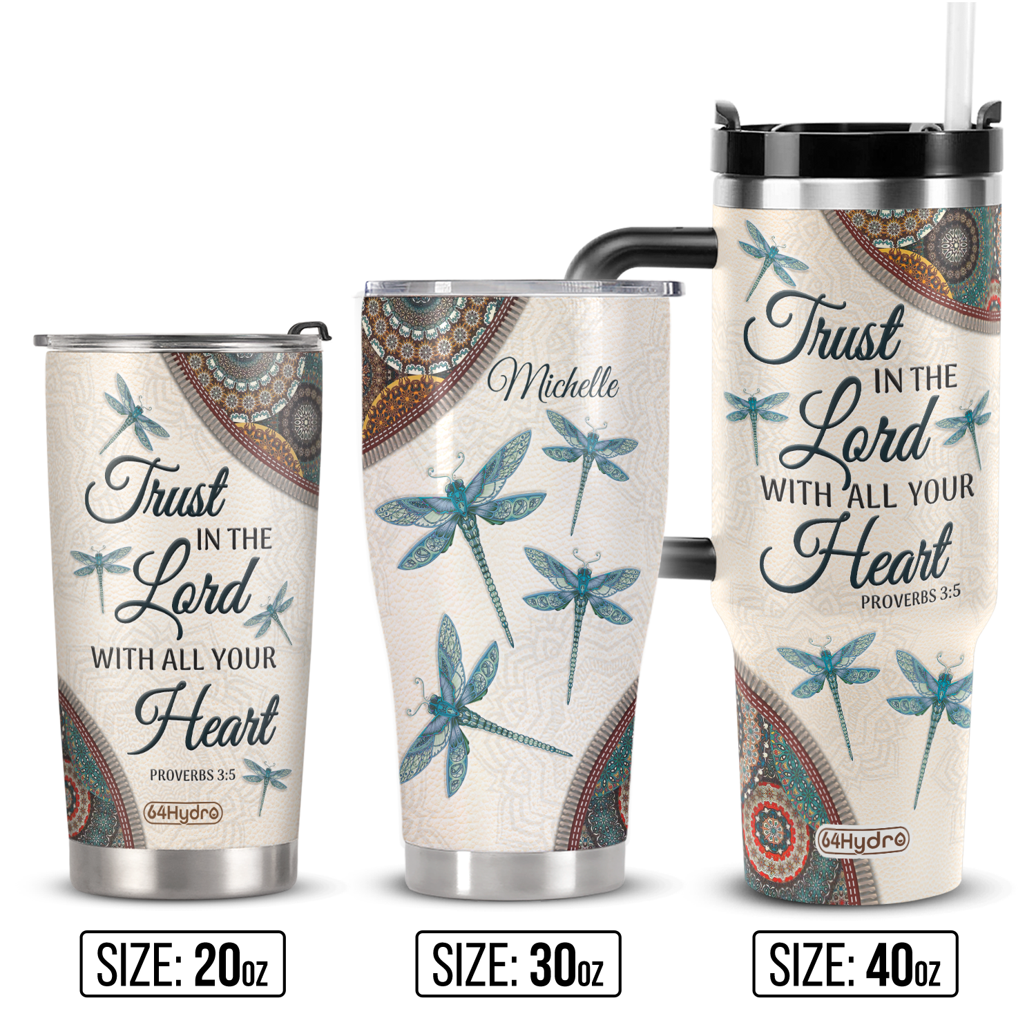 Trust In The Lord Proverbs 3 5 Dragonfly Mandala ANRZ04113510WX Stainless Steel Tumbler