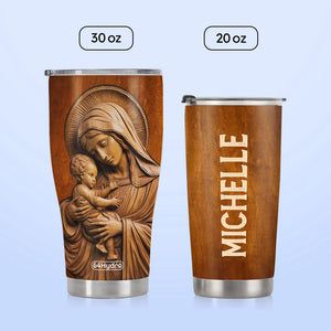 Maria Holding Jesus Wooden Carving HTRZ31080934DY Stainless Steel Tumbler